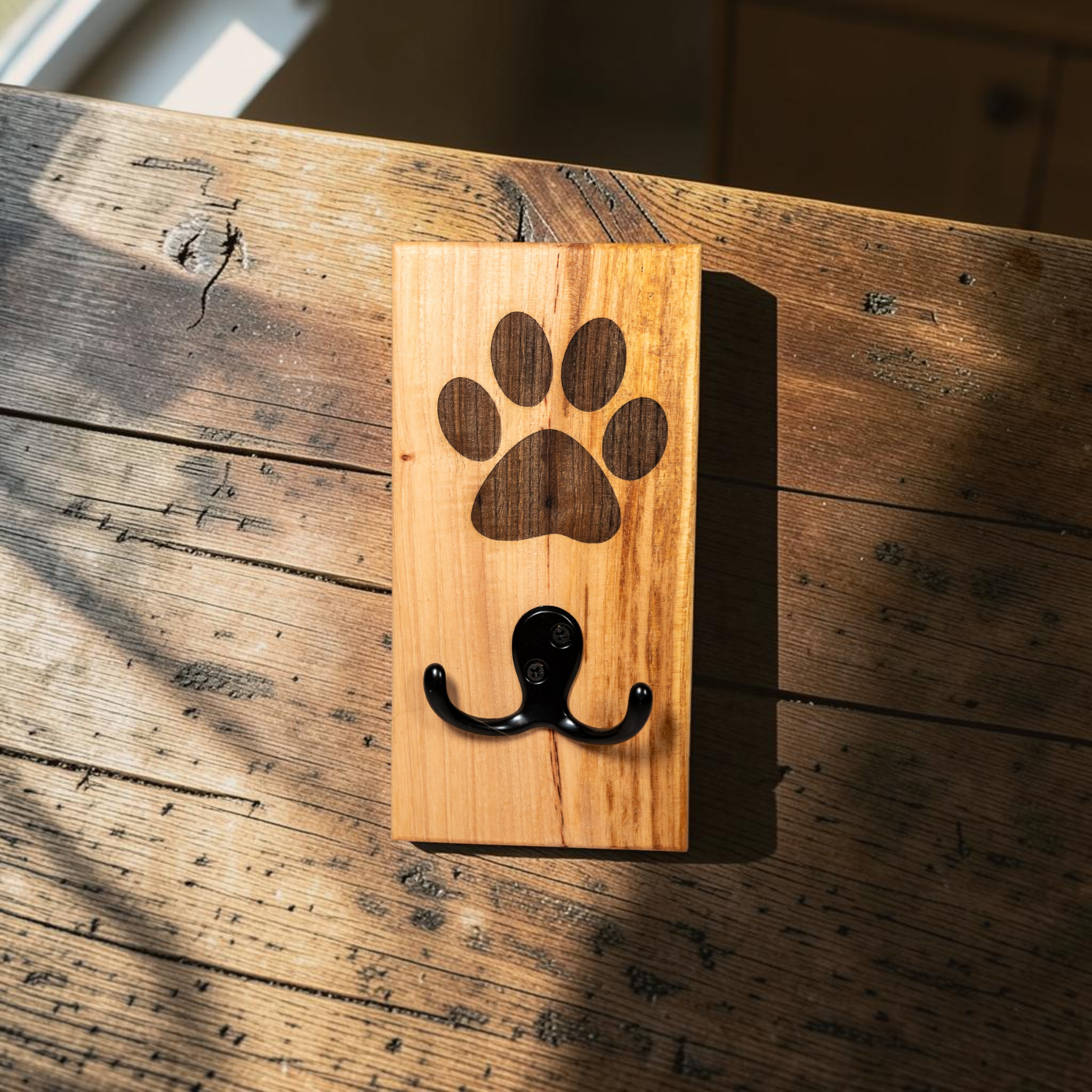 Ash Wall Mount Dog Paw Leash Holder