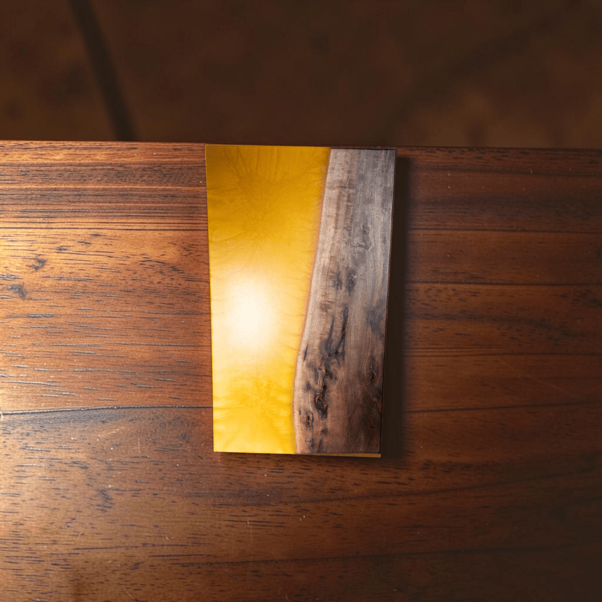 Black Walnut Wood with Yellow Epoxy Charcuterie Board - Serving Platter