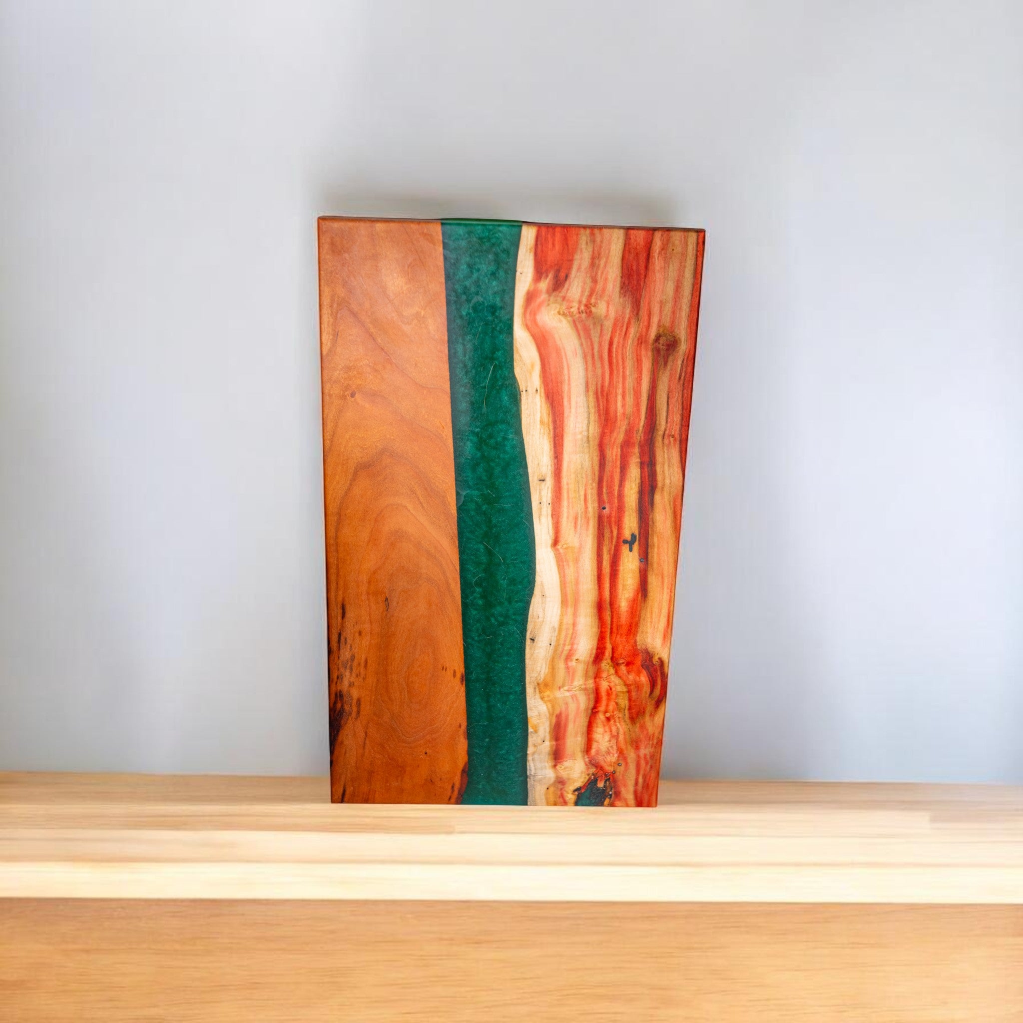 Box Elder Wood with Green Epoxy Charcuterie Boards/Serving Board