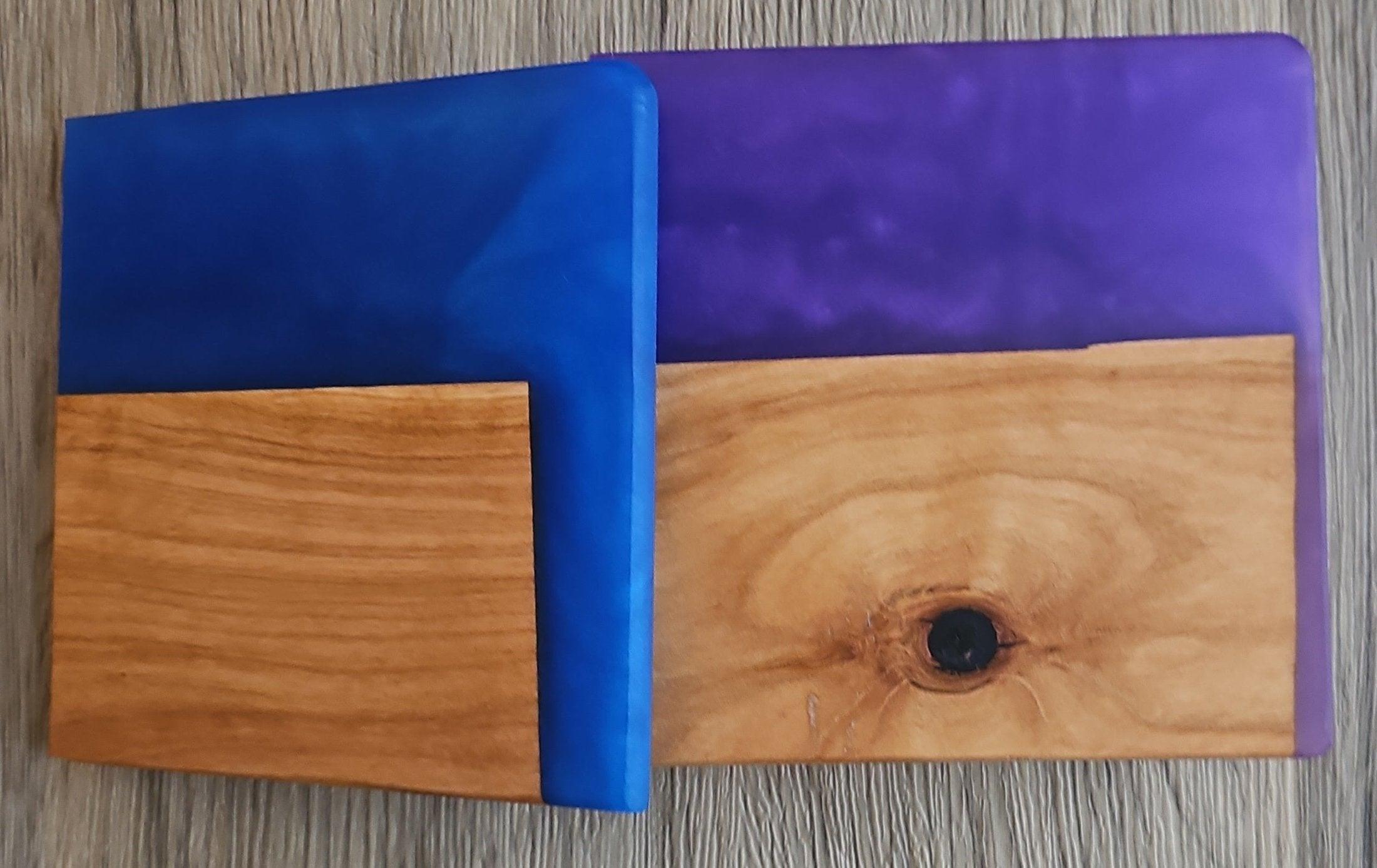 Cherry with Sea Blue/Violet Epoxy Coaster