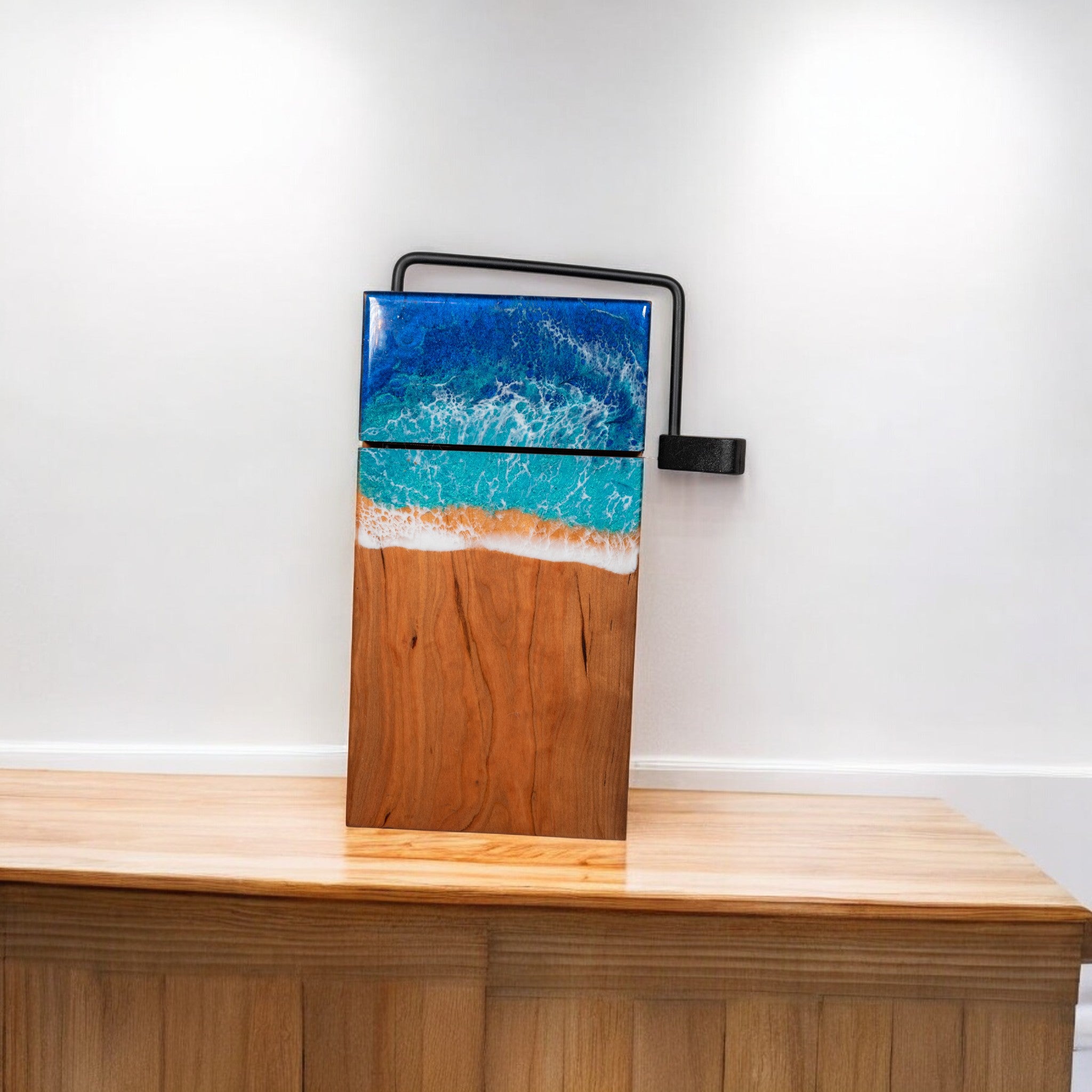 Ocean Wave Cherry Wood Cheese Slicer Board