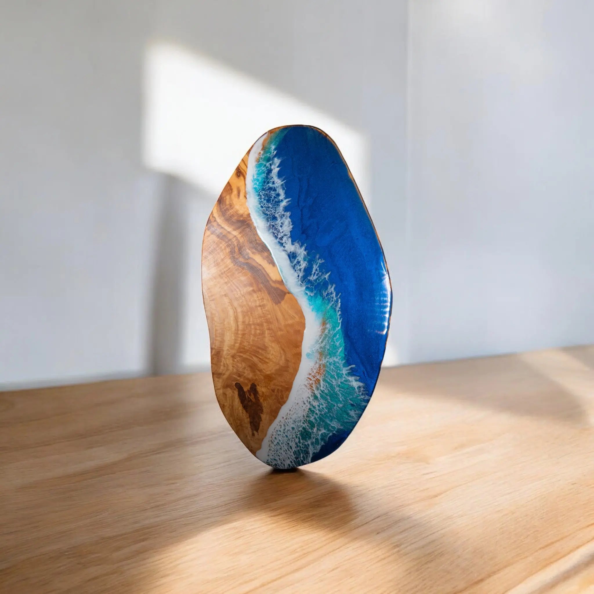 Handcrafted Ocean Wave Olive Wood Charcuterie Board - Serving Platter