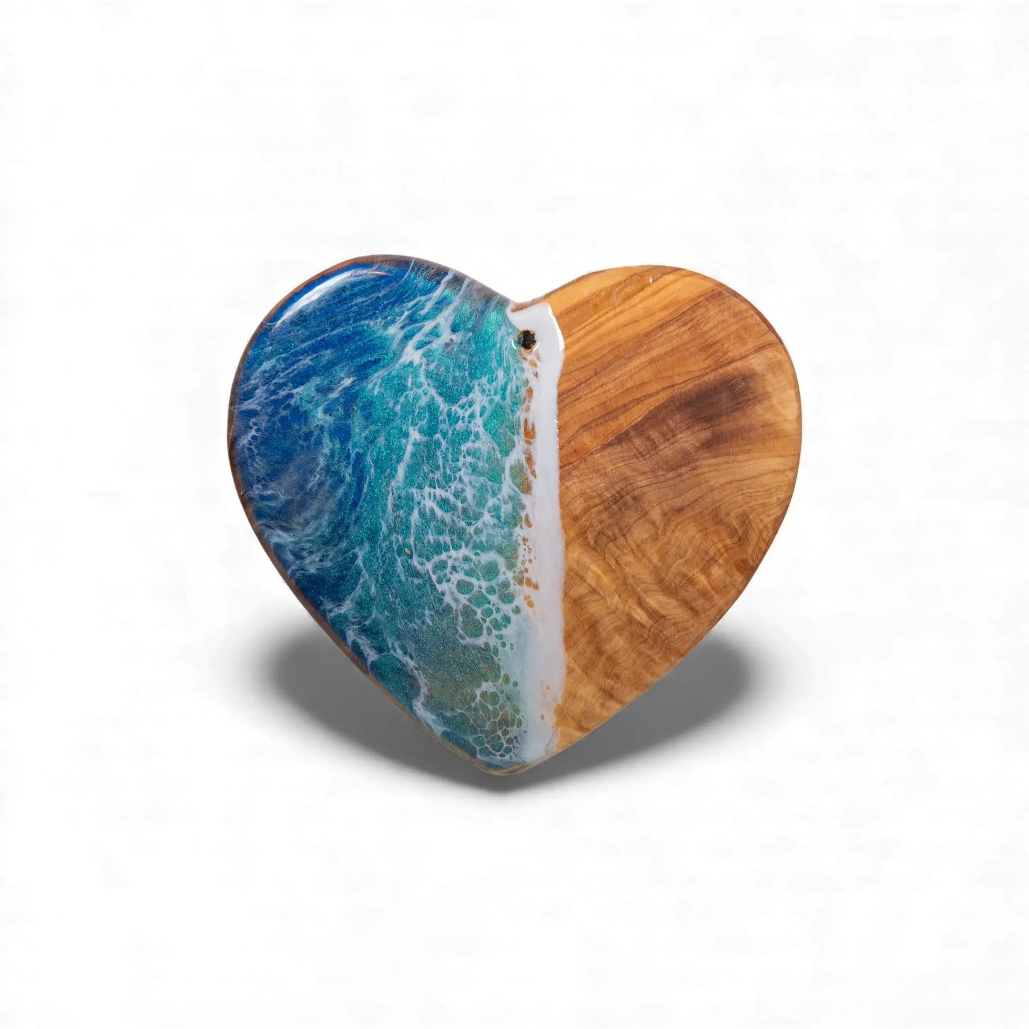 Heart Handcrafted Ocean Wave Olive Wood Charcuterie Board - Serving Platter