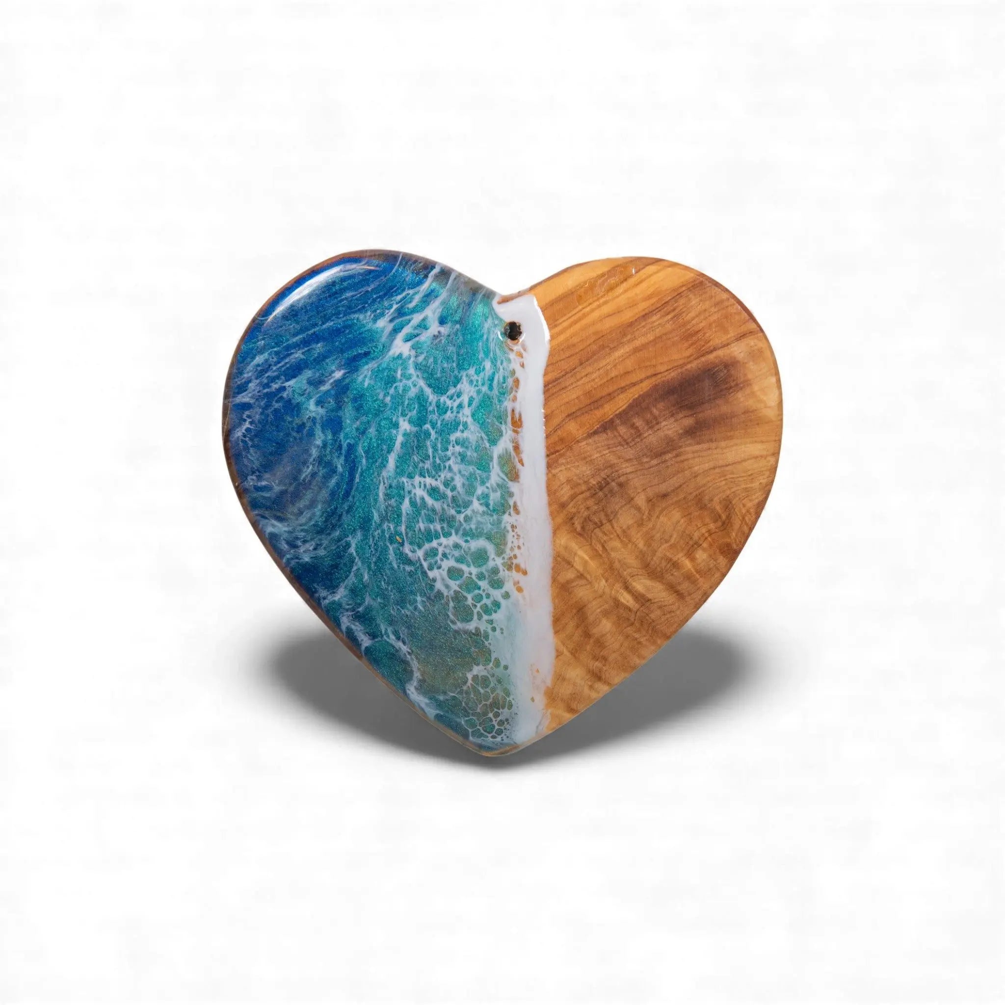 Heart Handcrafted Ocean Wave Olive Wood Charcuterie Board - Serving Platter