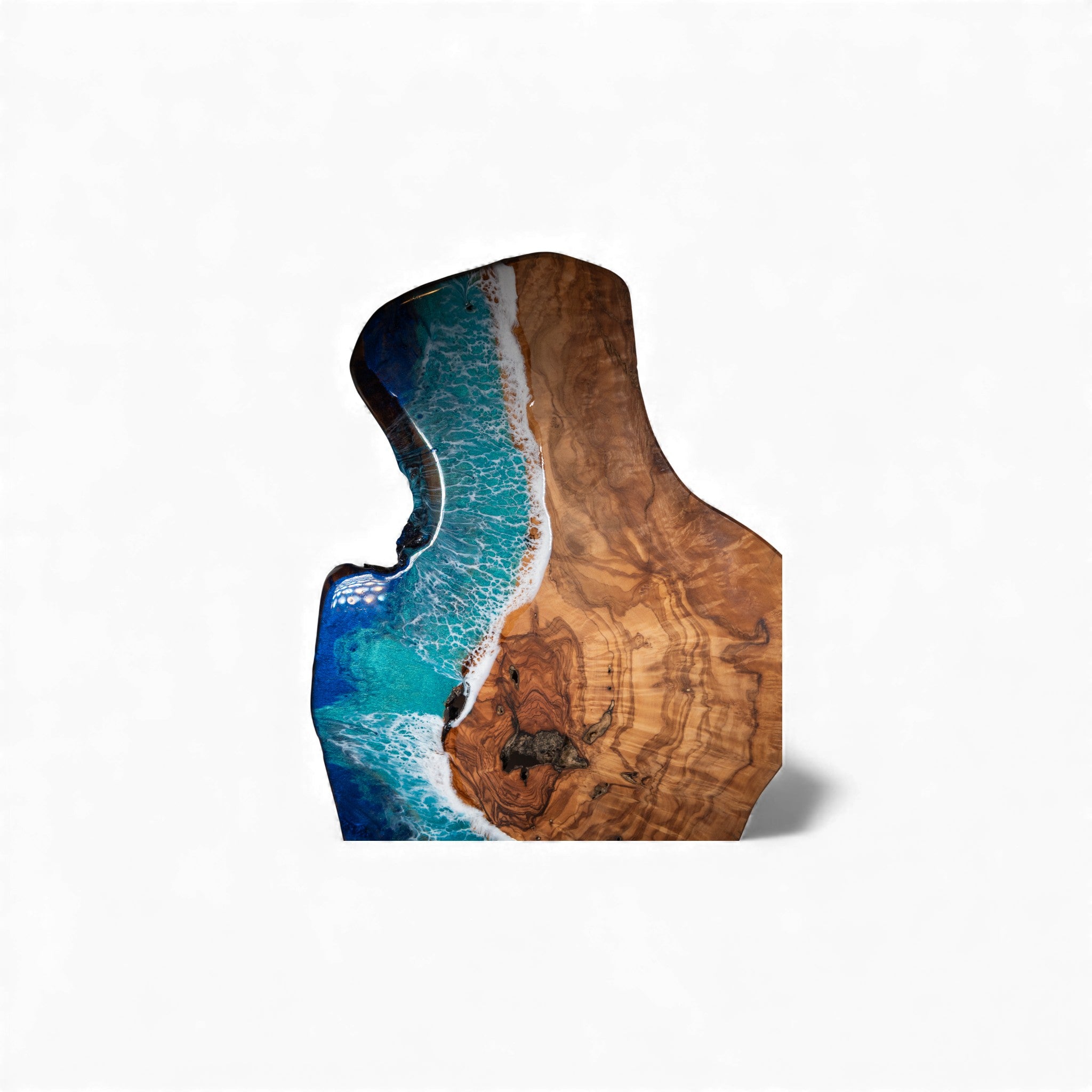 Handcrafted Ocean Wave Olive Wood Charcuterie Board - Serving Platter