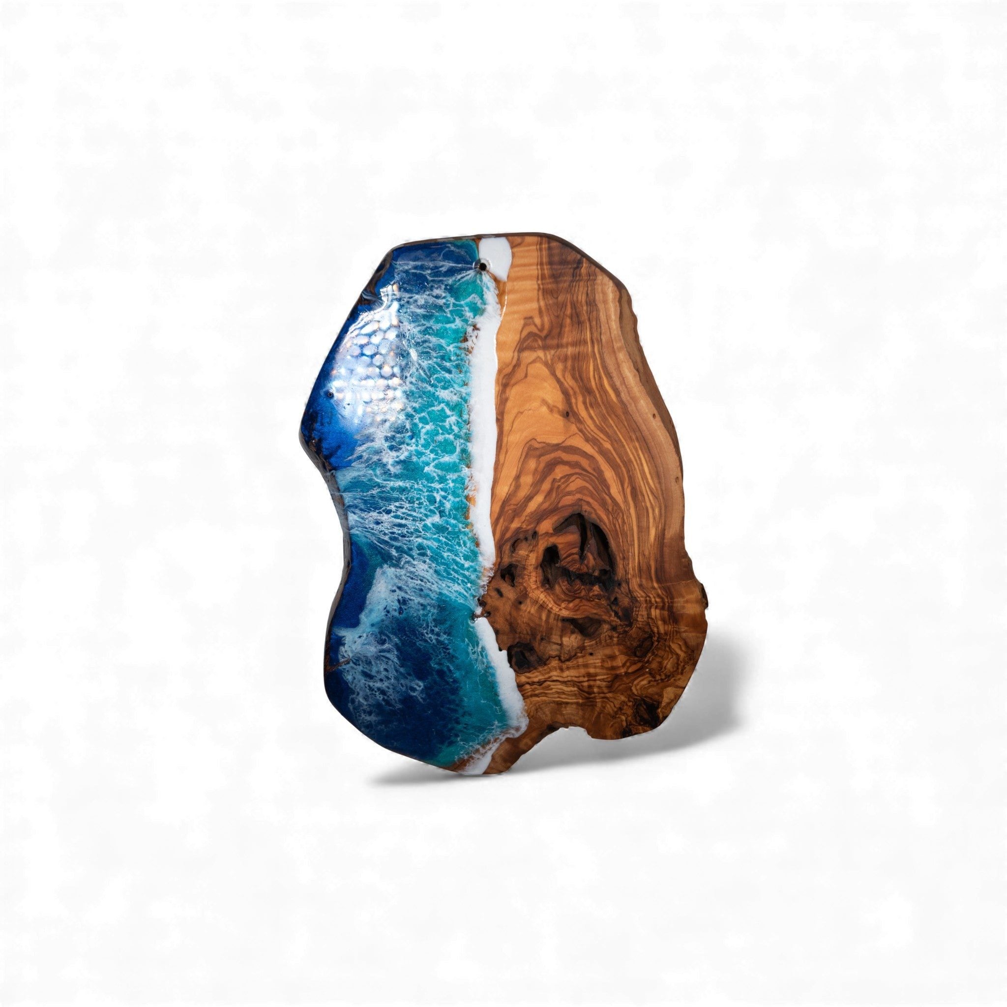 Handcrafted Ocean Wave Olive Wood Charcuterie Board - Serving Platter