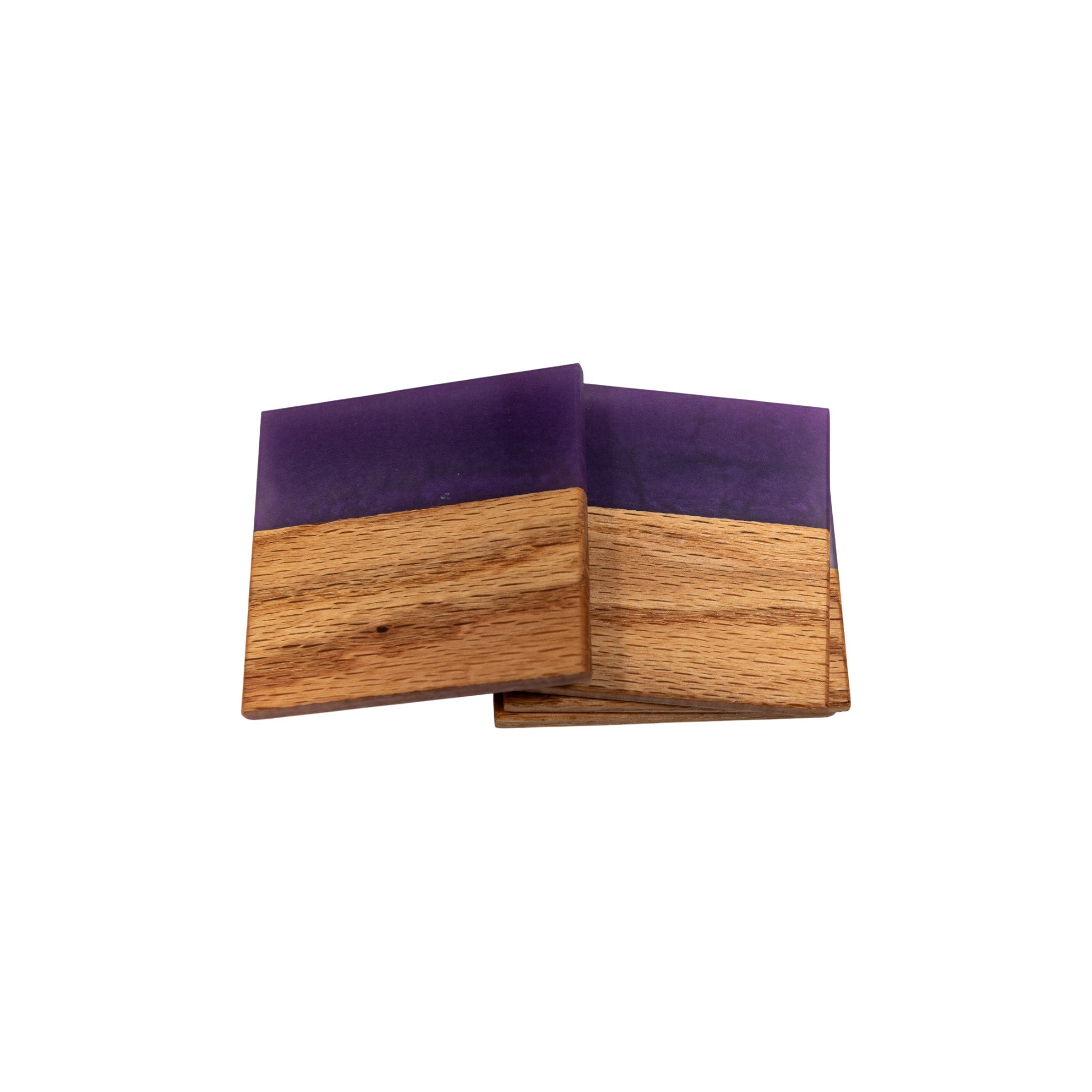 Red Oak with Purple Epoxy Coaster