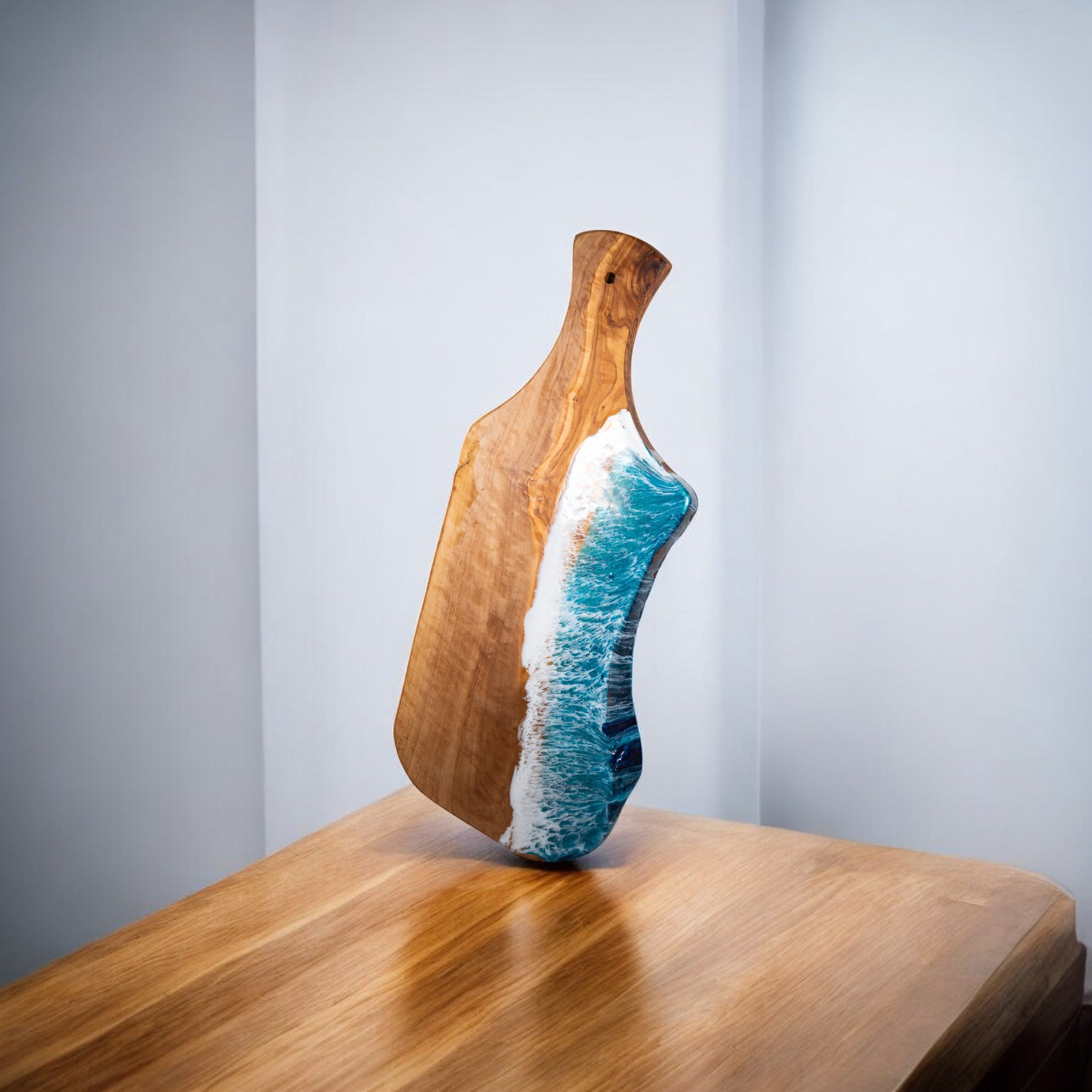 Handcrafted Ocean Wave Olive Wood Charcuterie Board - Serving Platter