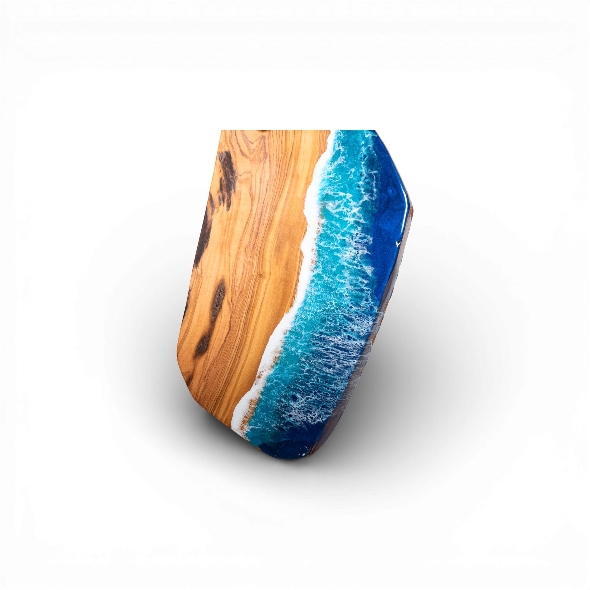 Handcrafted Ocean Wave Olive Wood Charcuterie Board - Serving Platter