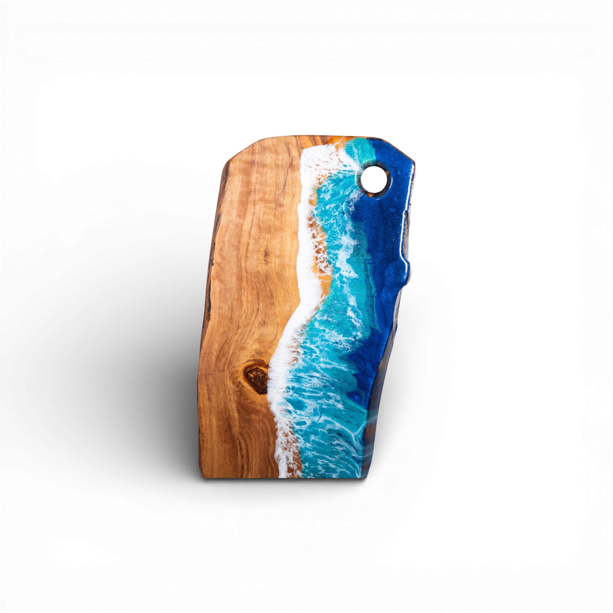 Handcrafted Ocean Wave Olive Wood Charcuterie Board - Serving Platter
