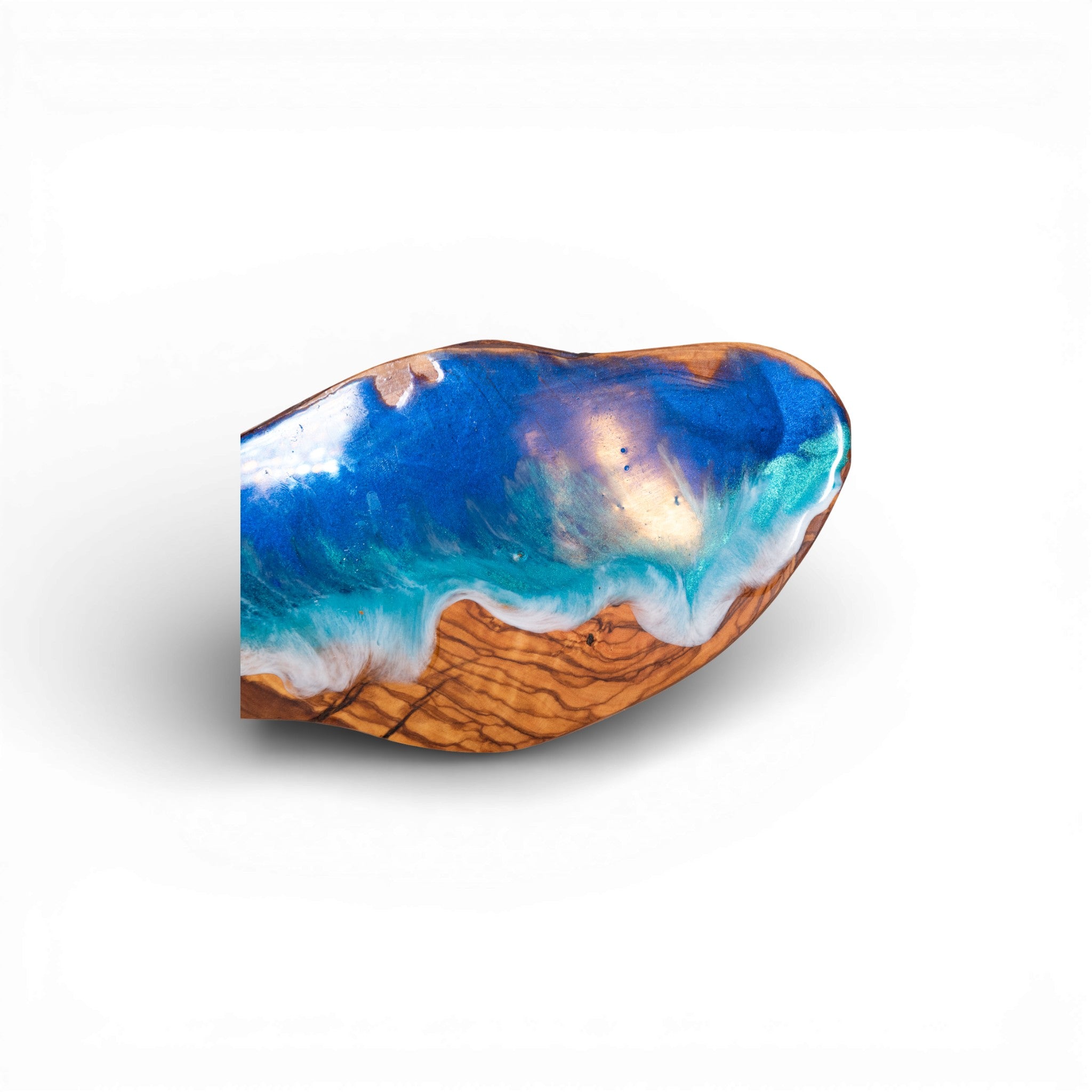 Handcrafted Ocean Wave Olive Wood Charcuterie Board - Serving Platter