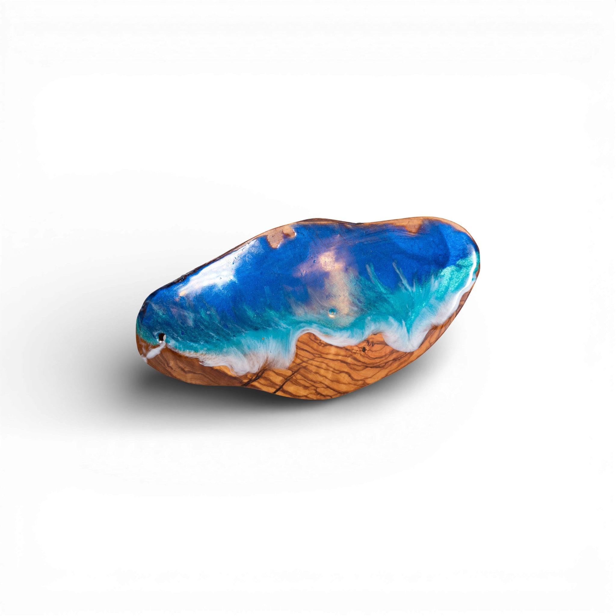 Handcrafted Ocean Wave Olive Wood Charcuterie Board - Serving Platter