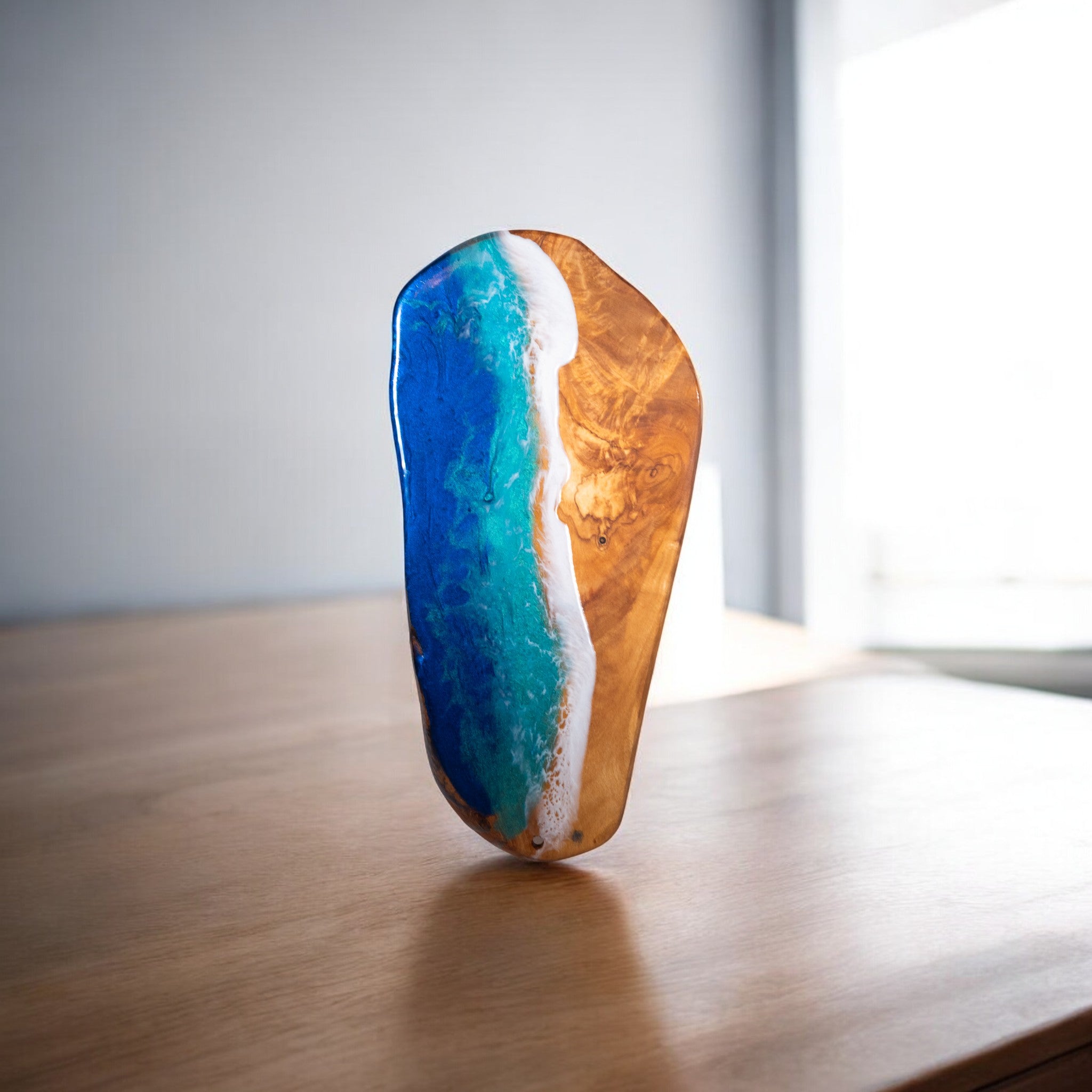 Handcrafted Ocean Wave Olive Wood Charcuterie Board - Serving Platter