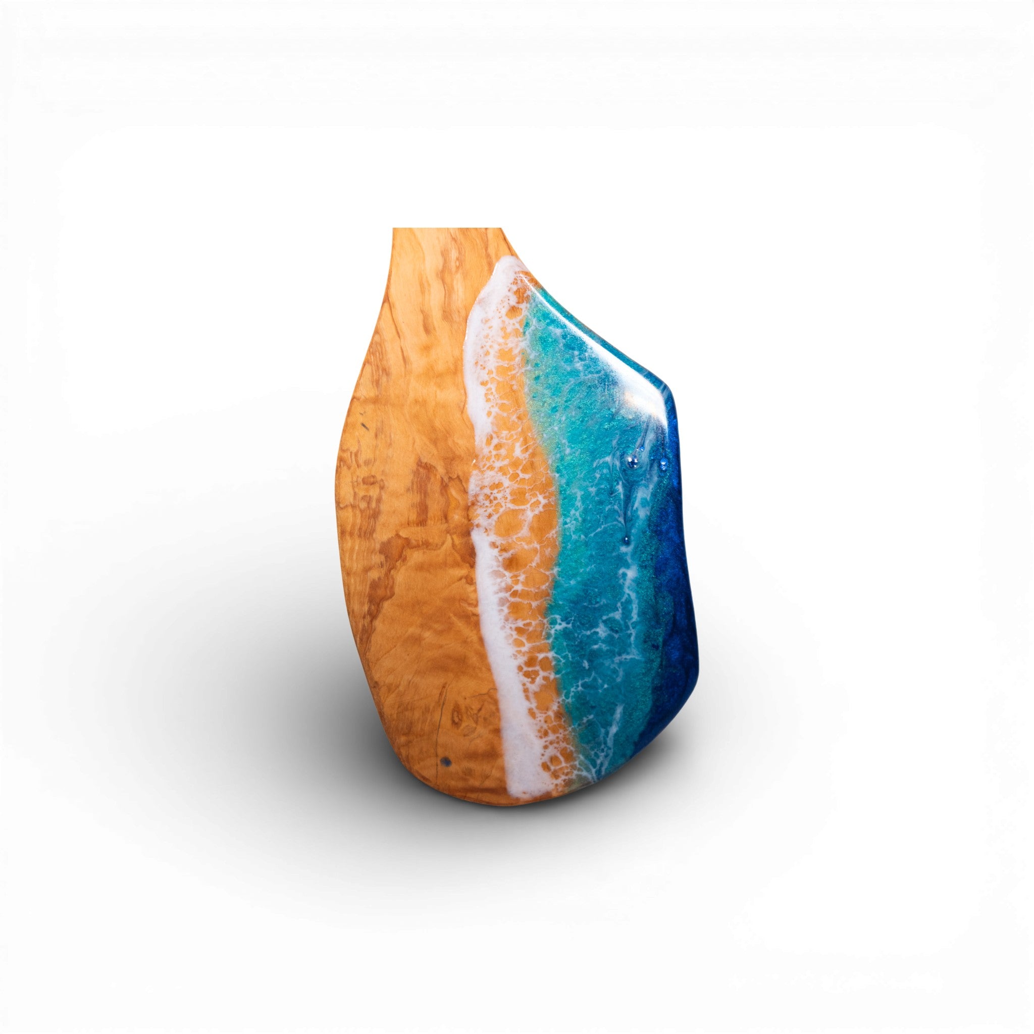 Handcrafted Ocean Wave Olive Wood Charcuterie Board - Serving Platter