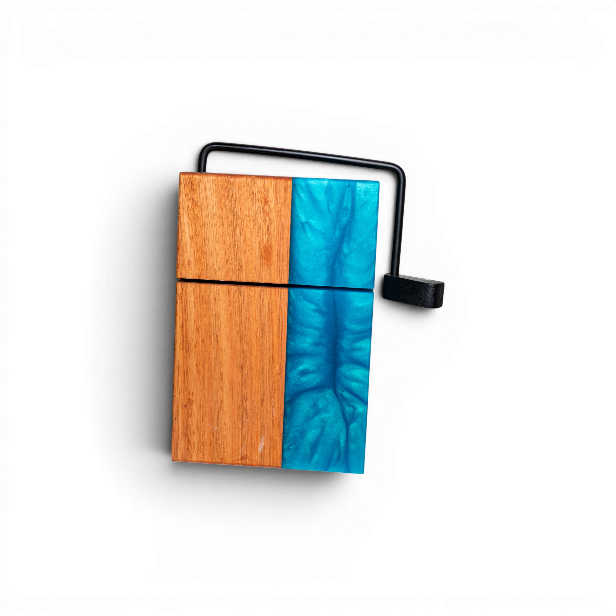 Eucalyptus Wood with Sea Blue Epoxy Cheese Slicer Board