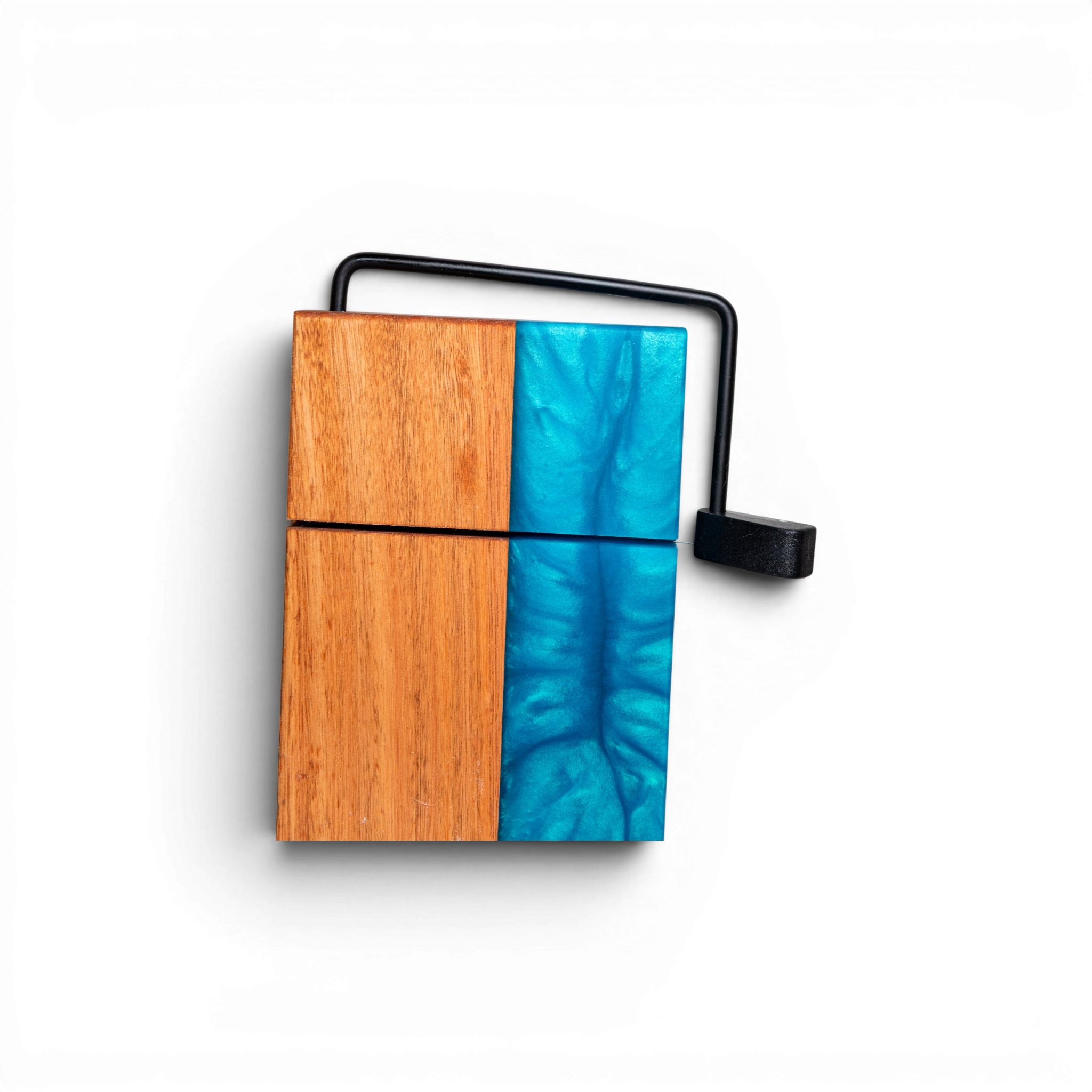 Eucalyptus Wood with Sea Blue Epoxy Cheese Slicer Board