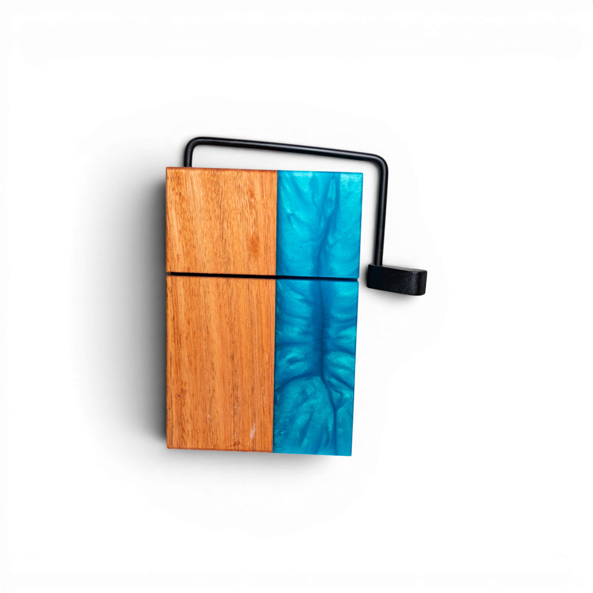 Eucalyptus Wood with Sea Blue Epoxy Cheese Slicer Board