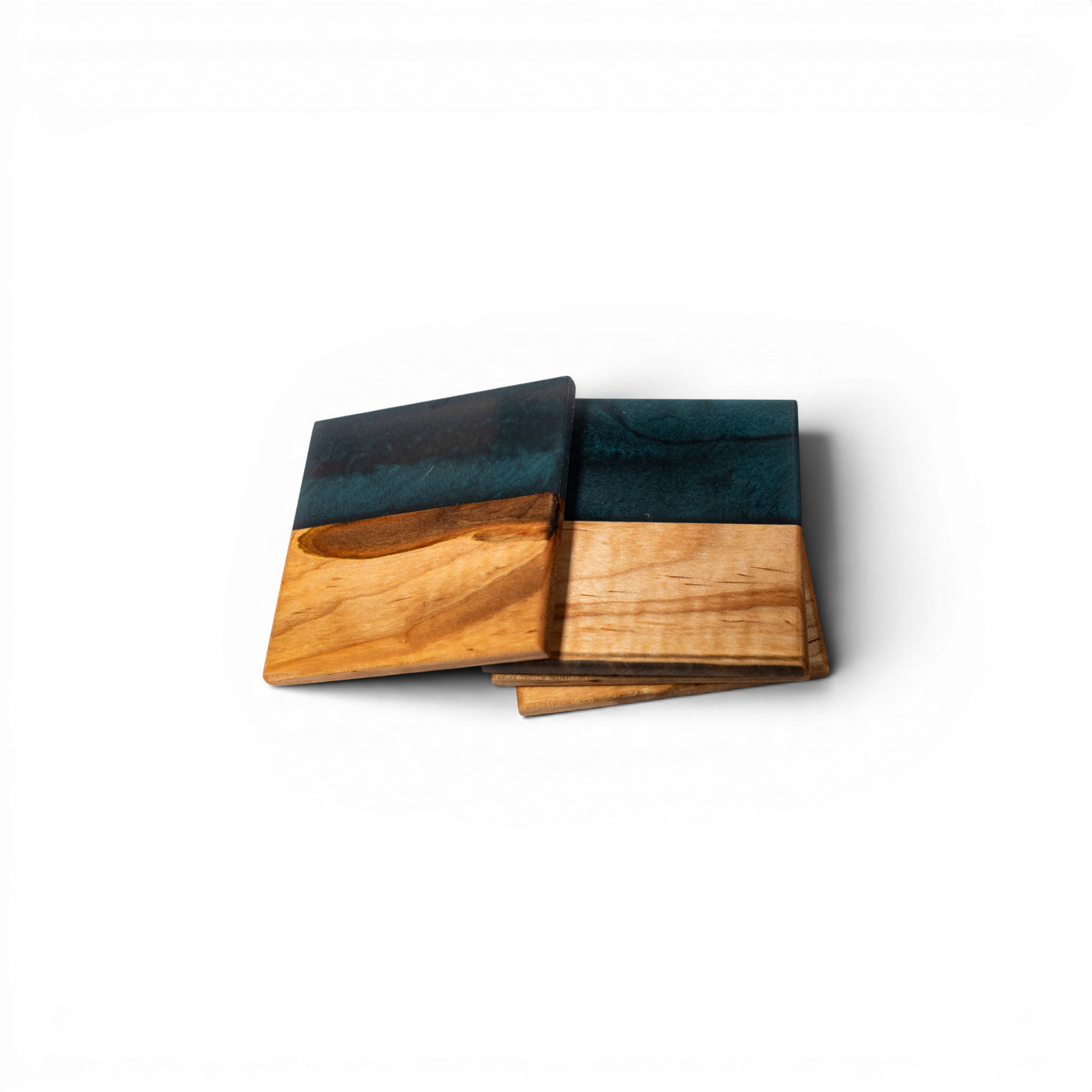 Maple with Metal Grey Epoxy Coaster