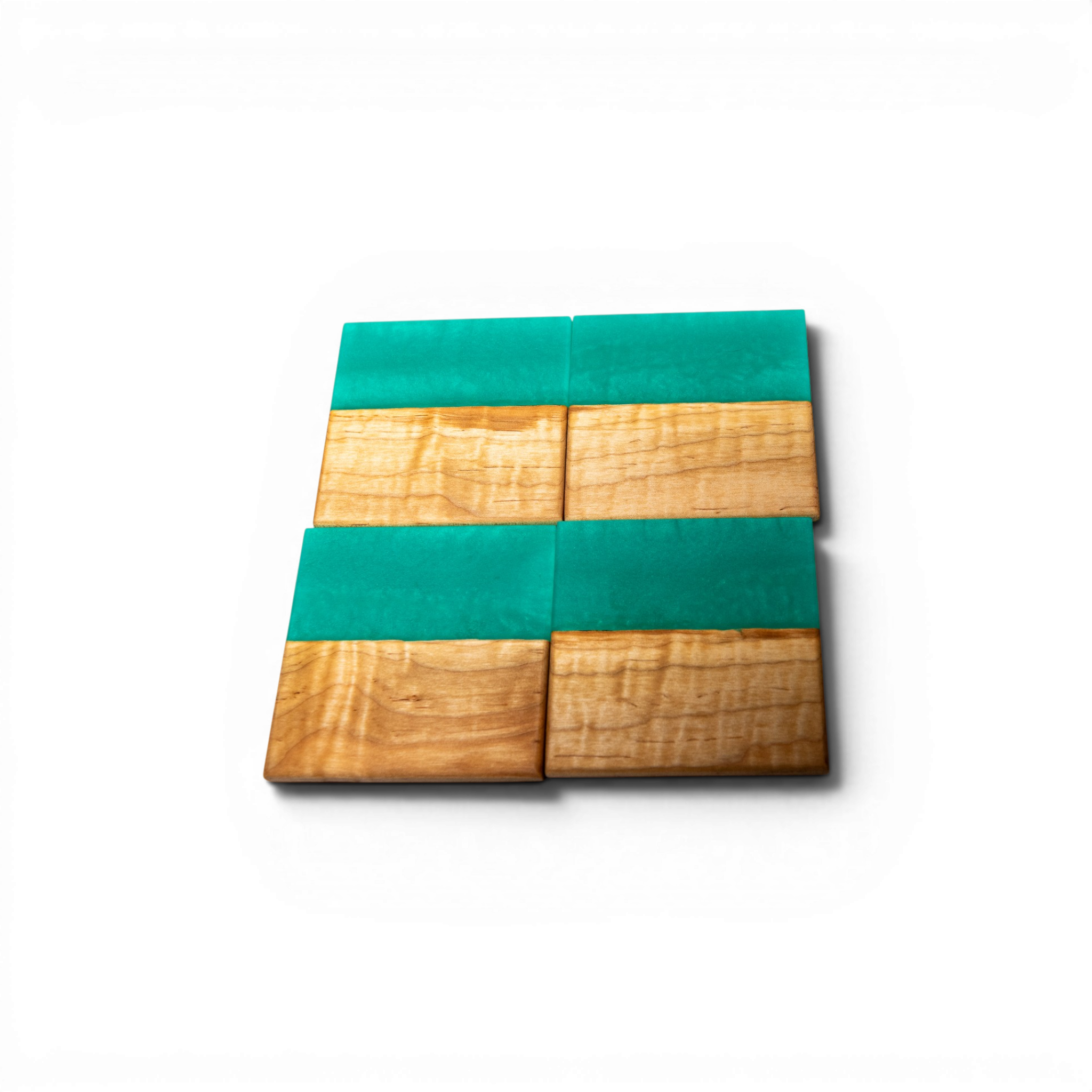 Maple with Mint Green Epoxy Coaster
