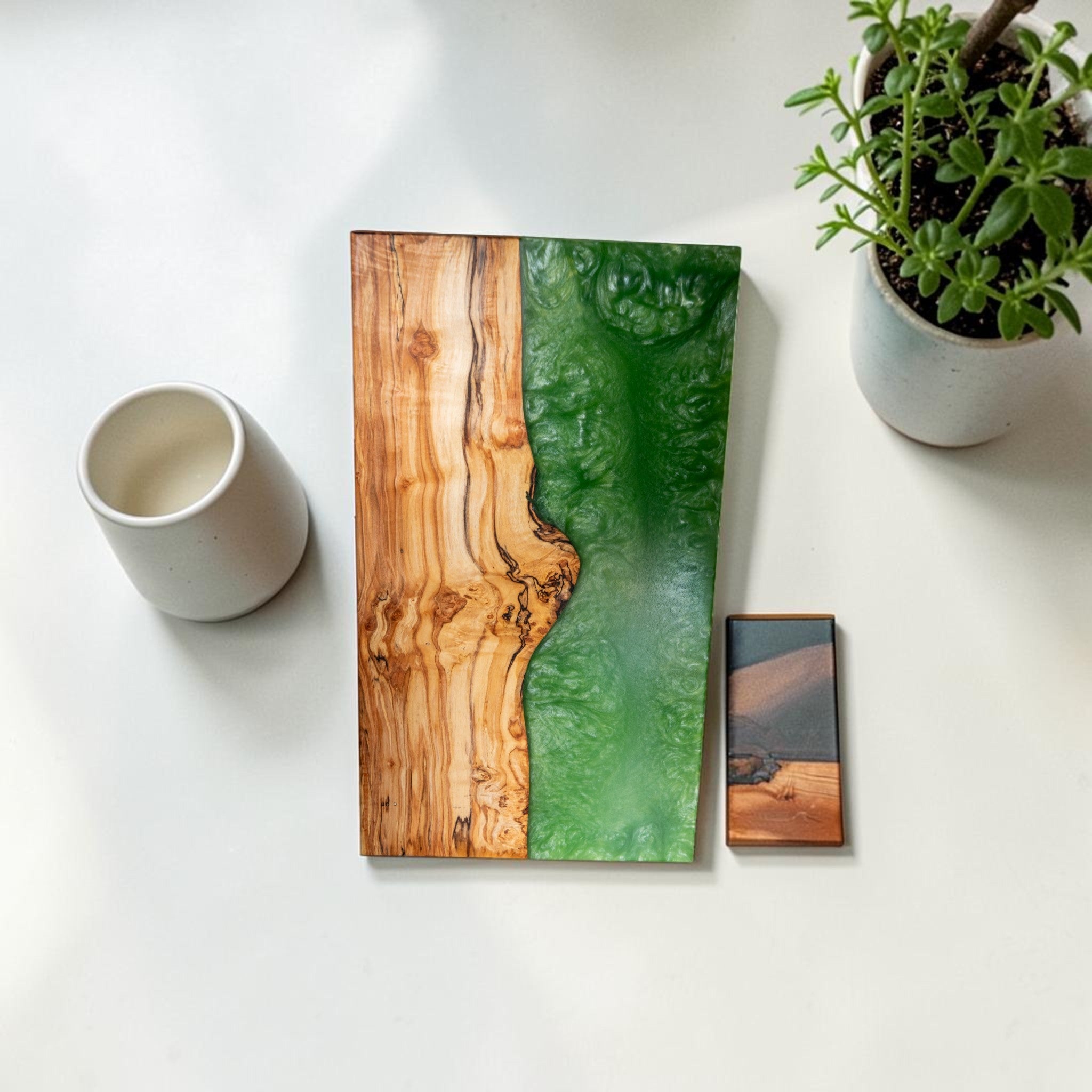Spalted Maple Wood with Jade Epoxy Charcuterie Boards/Serving Board