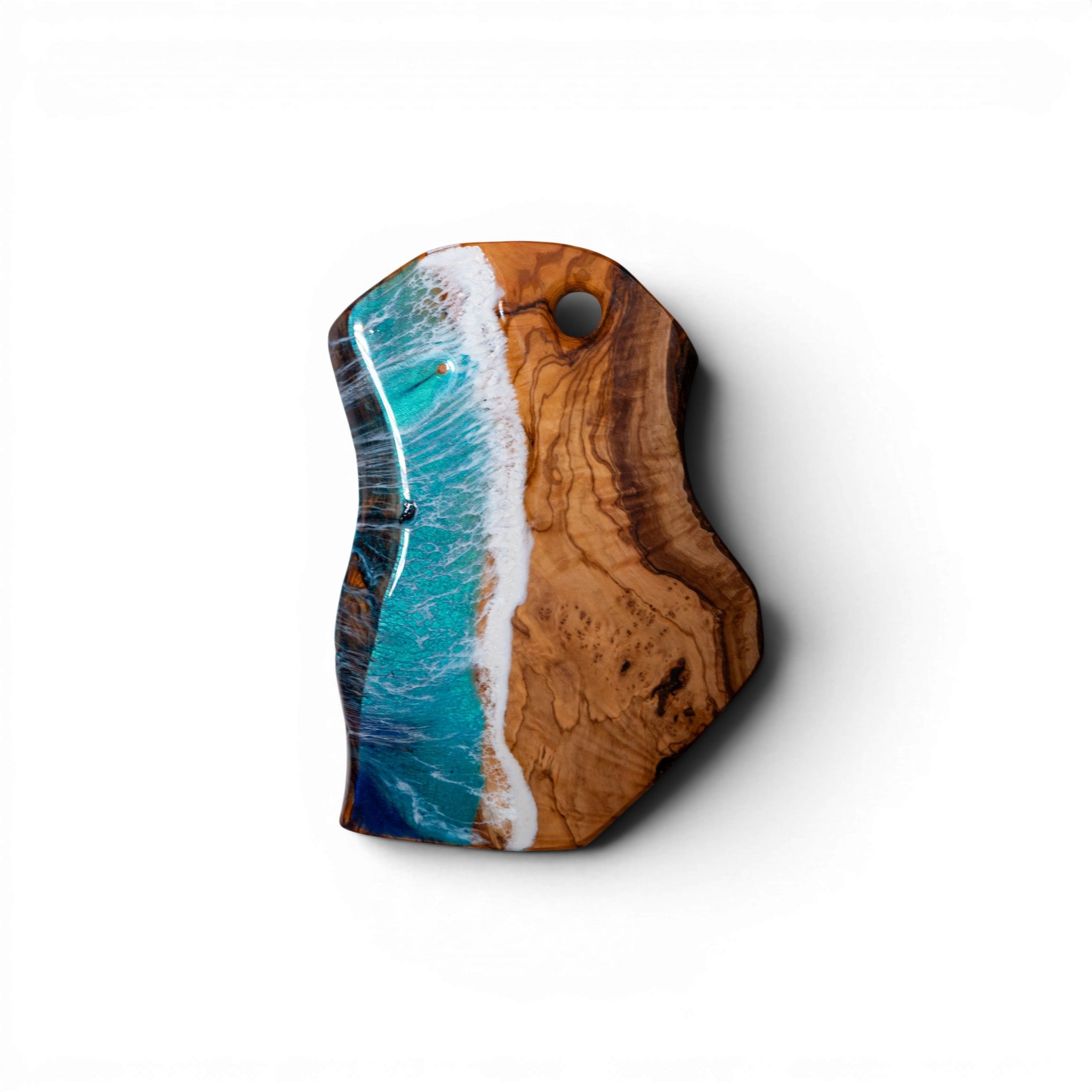 Handcrafted Ocean Wave Olive Wood Charcuterie Board - Serving Platter