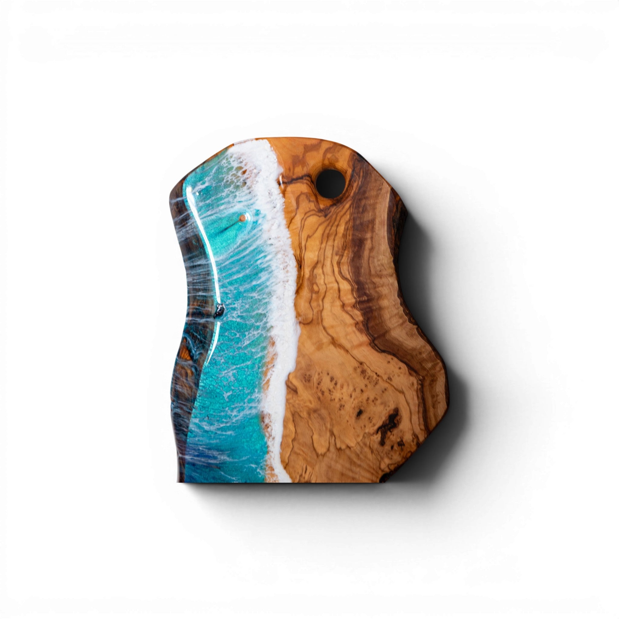 Handcrafted Ocean Wave Olive Wood Charcuterie Board - Serving Platter