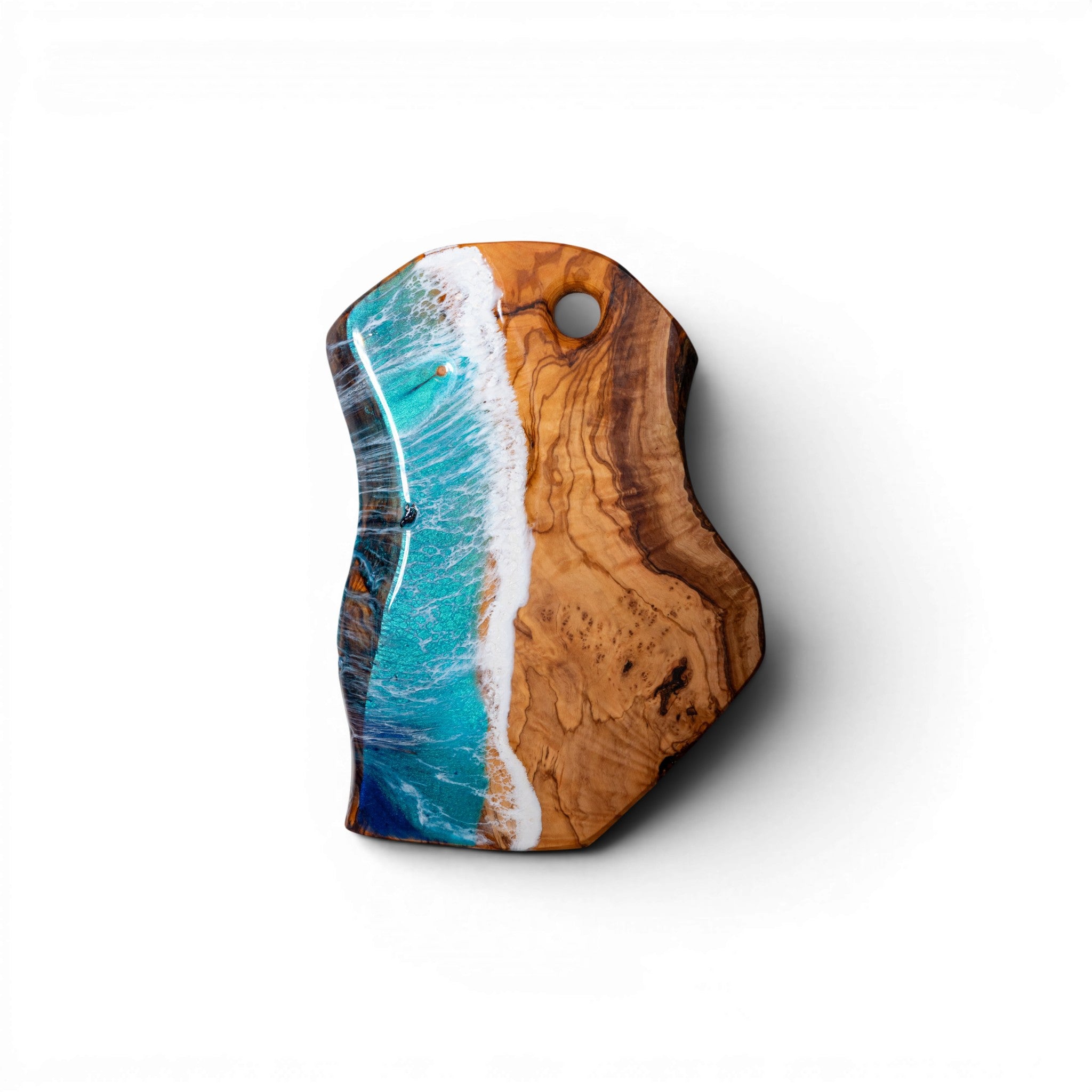 Handcrafted Ocean Wave Olive Wood Charcuterie Board - Serving Platter
