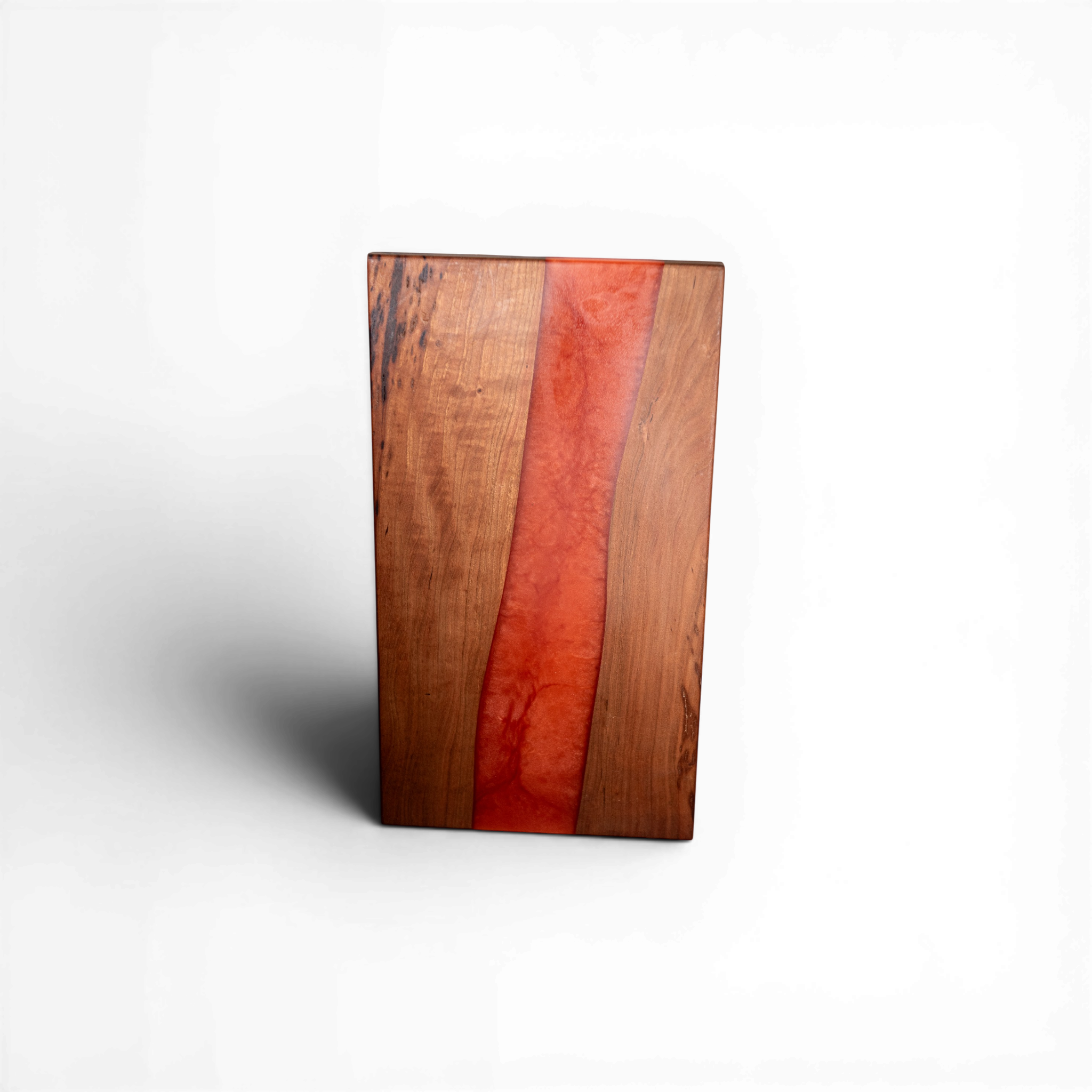 Handcrafted Cherry Wood with Orange Epoxy Charcuterie Board - Serving Platter