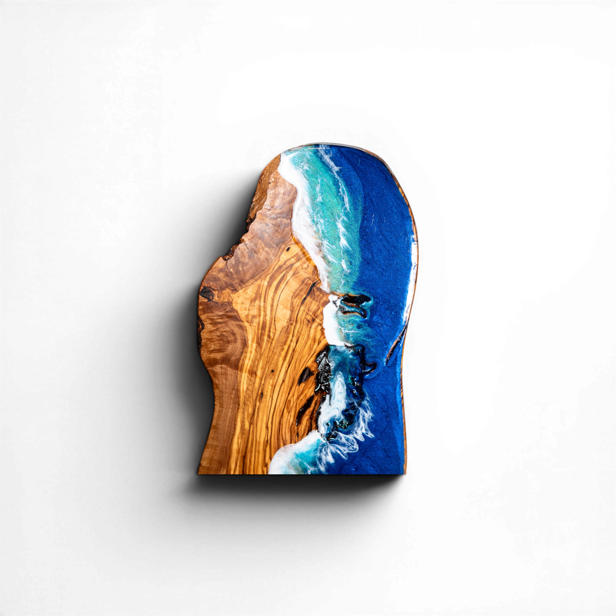 Handcrafted Ocean Wave Olive Wood Charcuterie Board - Serving Platter