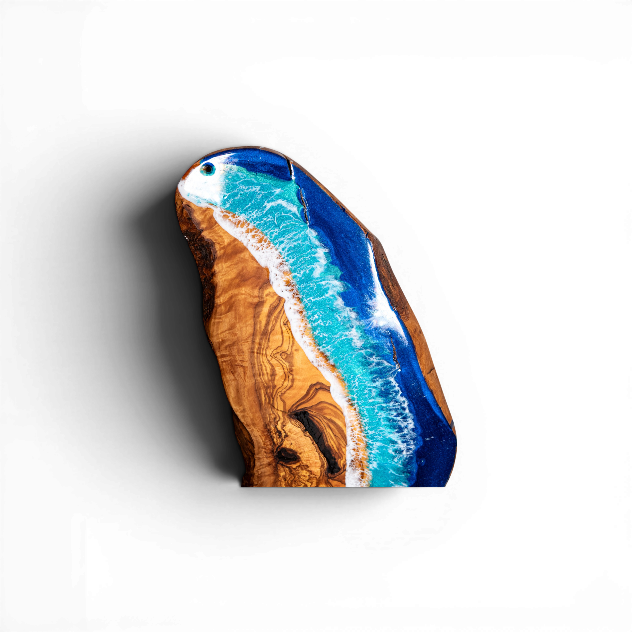 Handcrafted Ocean Wave Olive Wood Charcuterie Board - Serving Platter