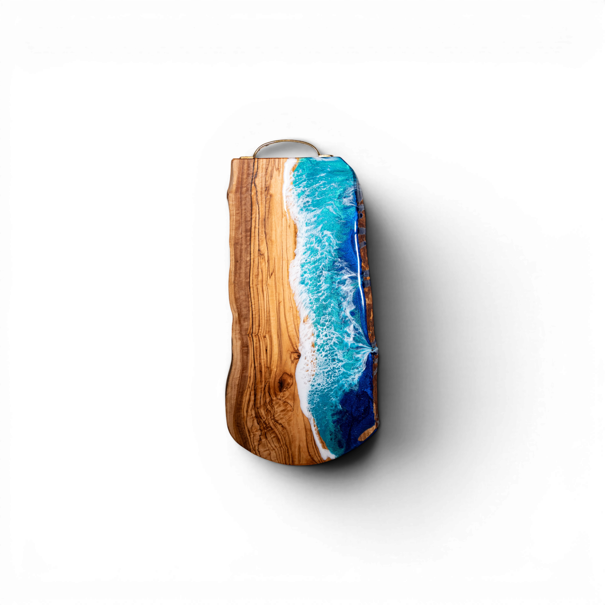 Handcrafted Ocean Wave Olive Wood Charcuterie Board - Serving Platter