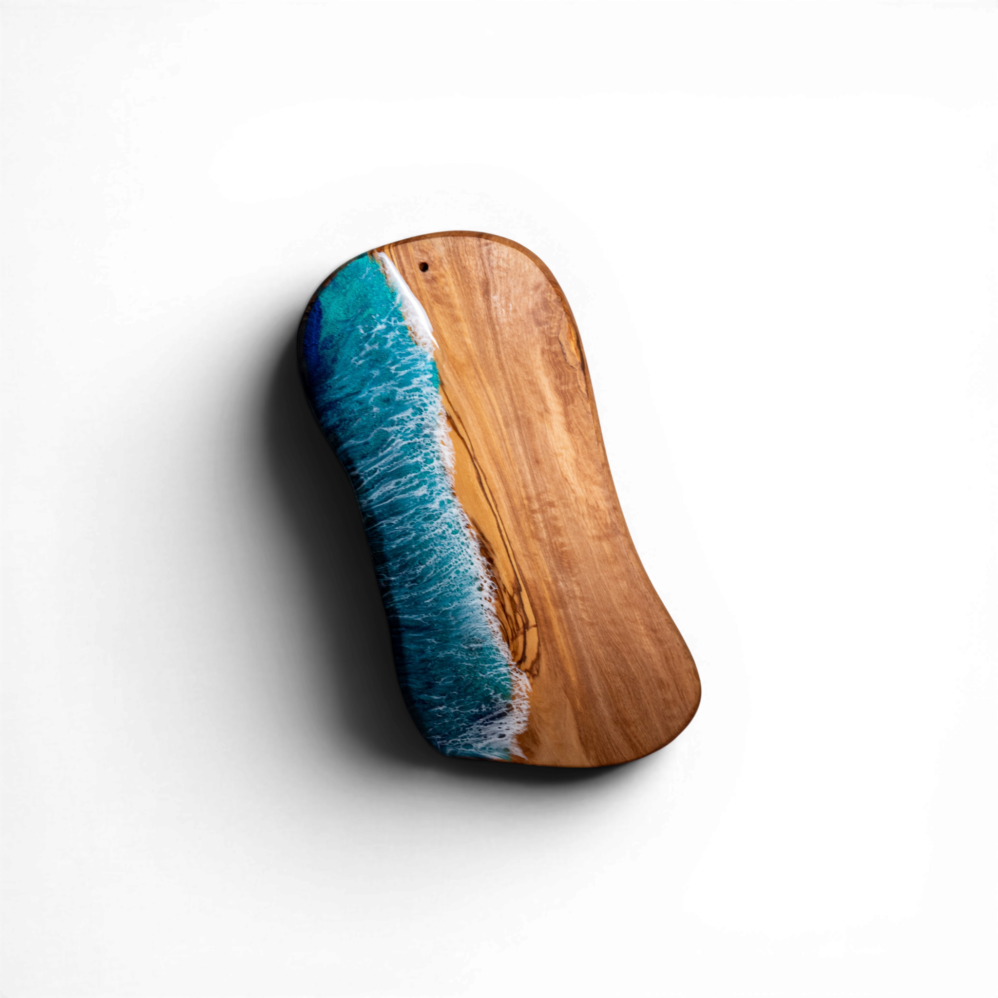 Handcrafted Ocean Wave Olive Wood Charcuterie Board - Serving Platter