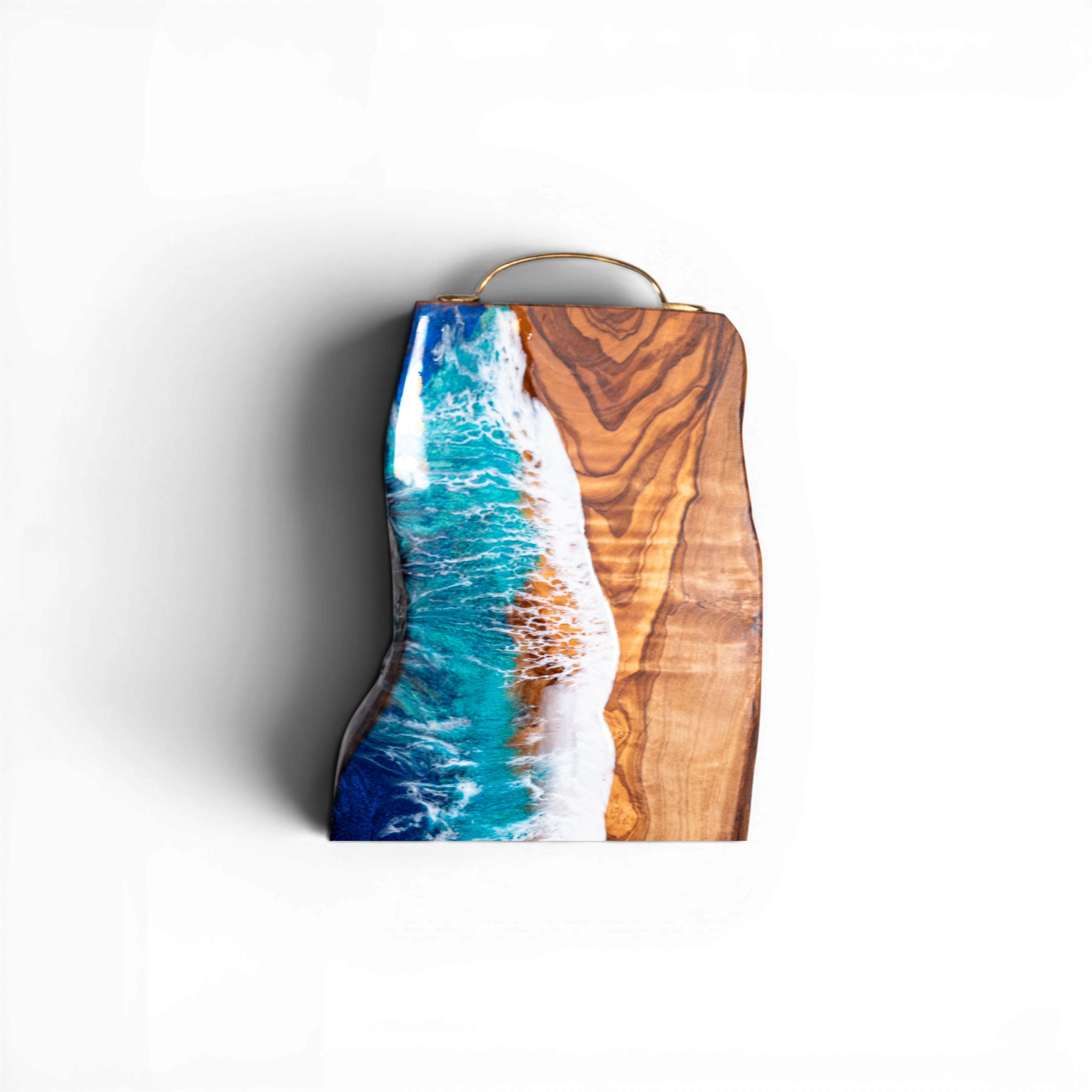 Handcrafted Ocean Wave Olive Wood Charcuterie Board - Serving Platter