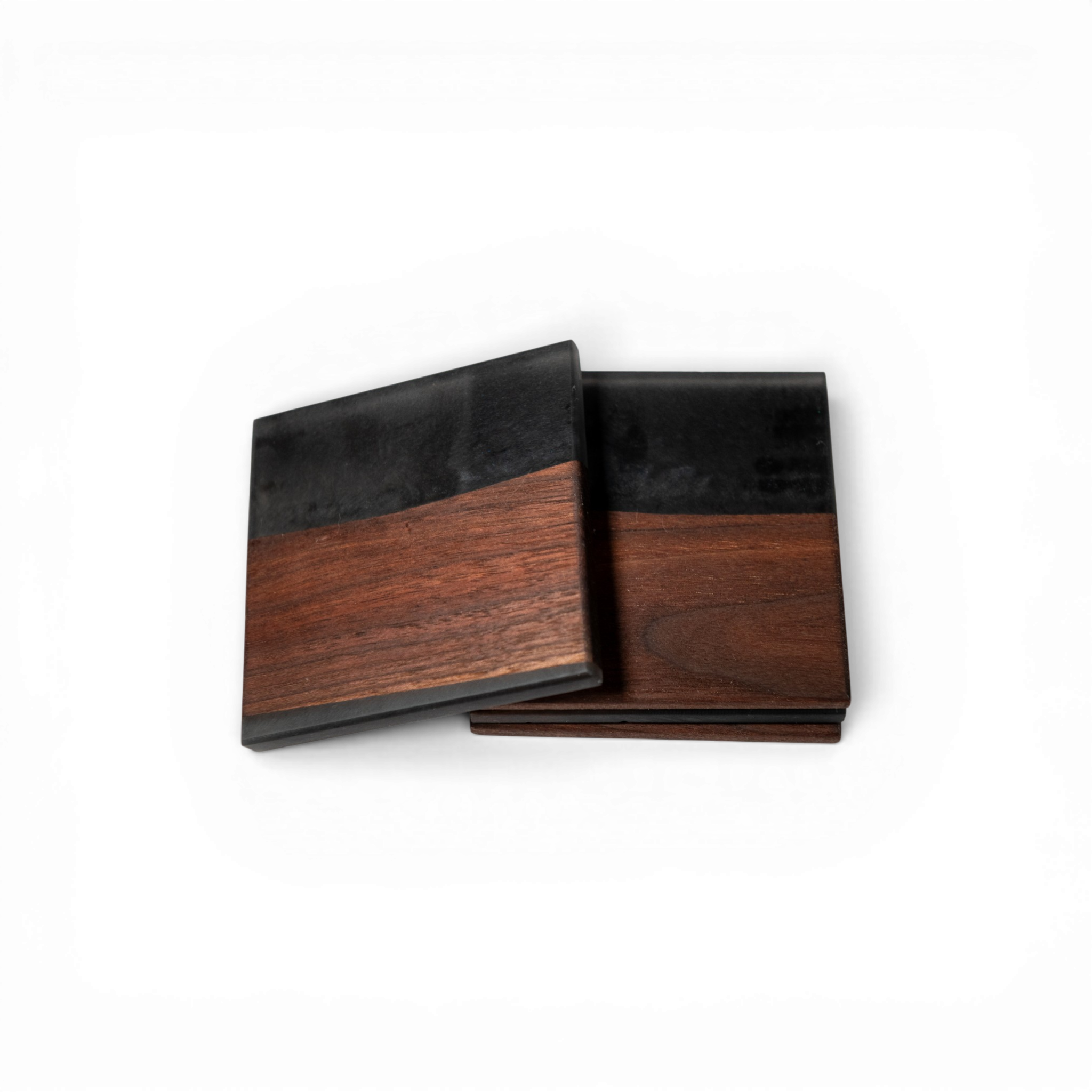 Walnut Wood with Black Smoke Epoxy Coaster