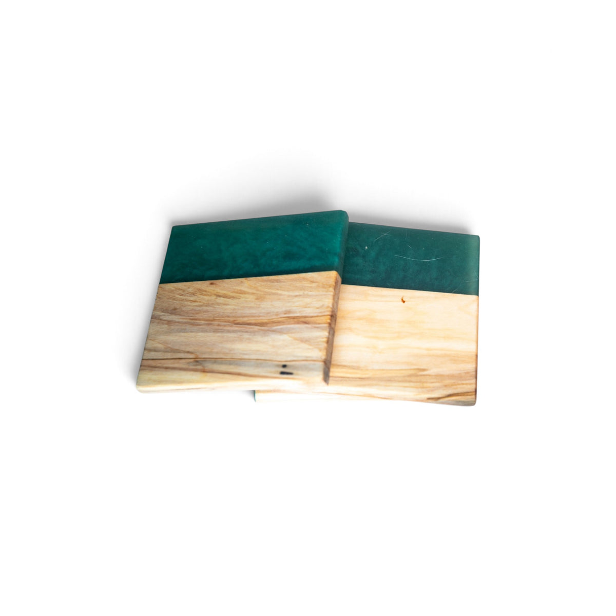 Hickory with Dark Green Epoxy Coaster