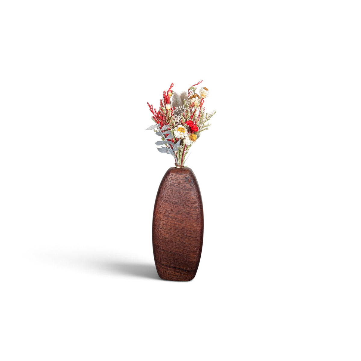 Handmade Wooden Vase and Dry Flowers