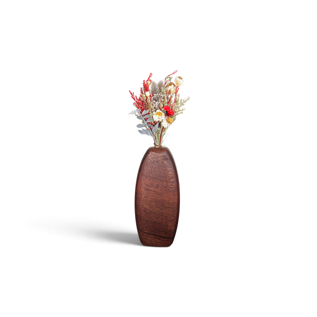 Handmade Wooden Vase and Dry Flowers