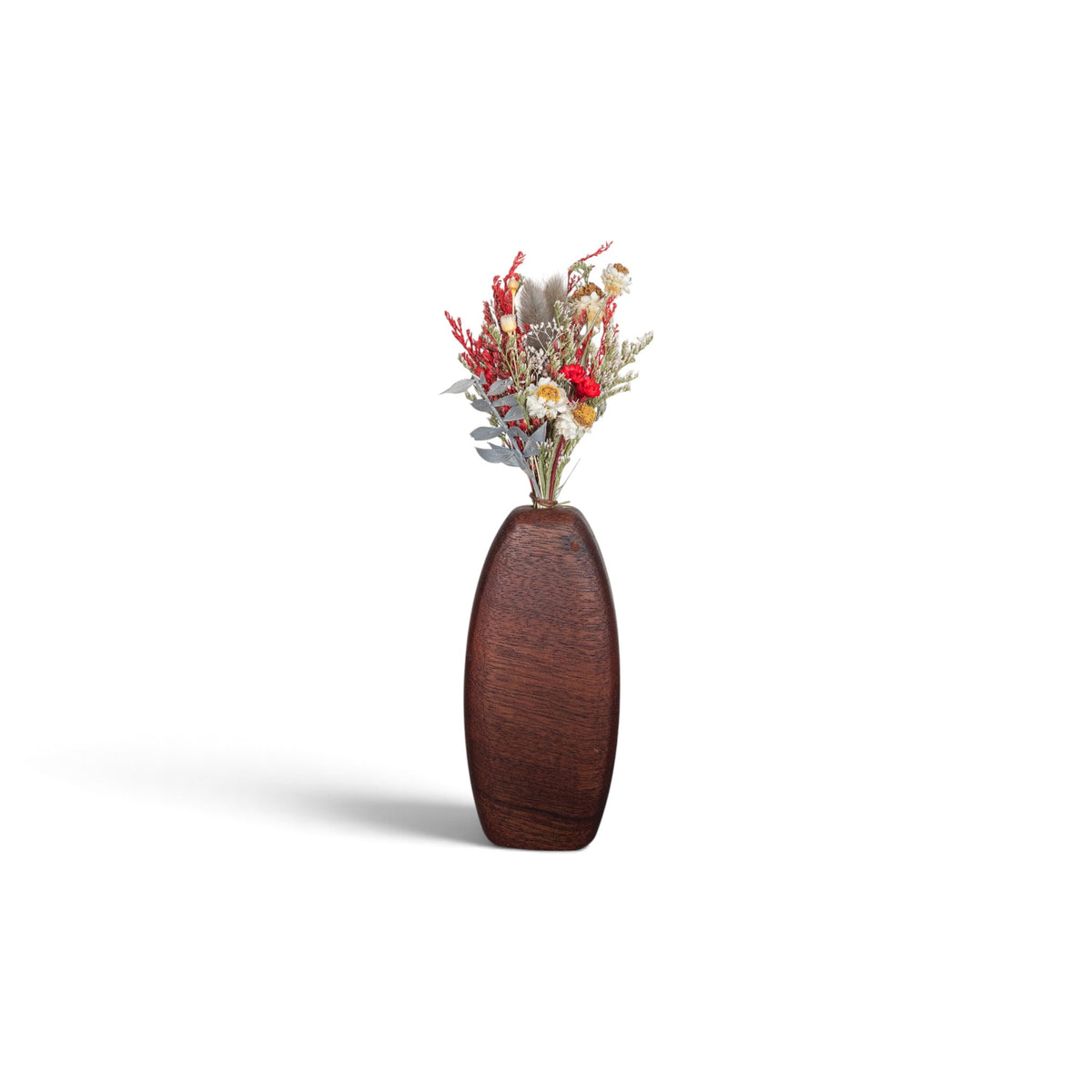 Handmade Wooden Vase and Dry Flowers