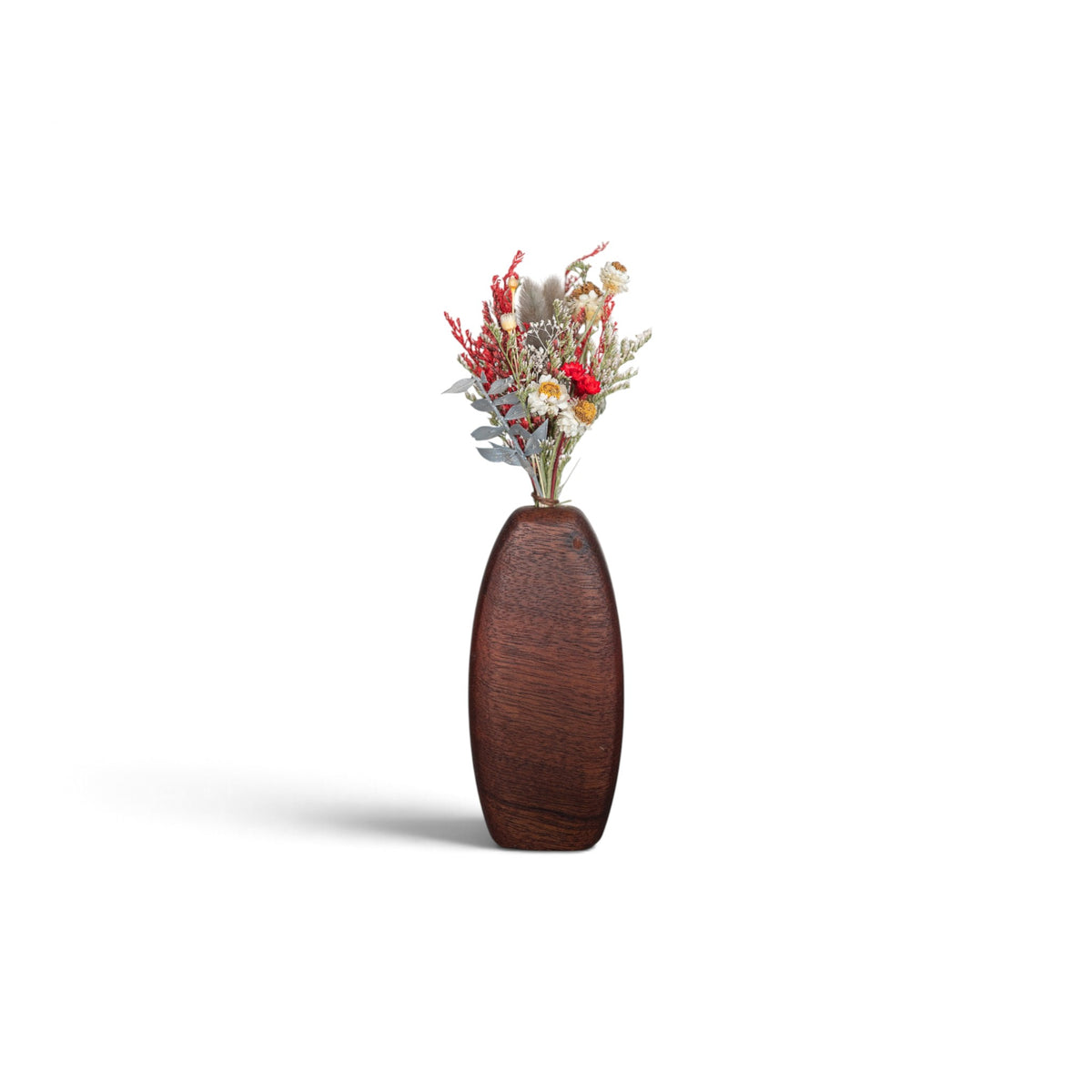 Handmade Wooden Vase and Dry Flowers