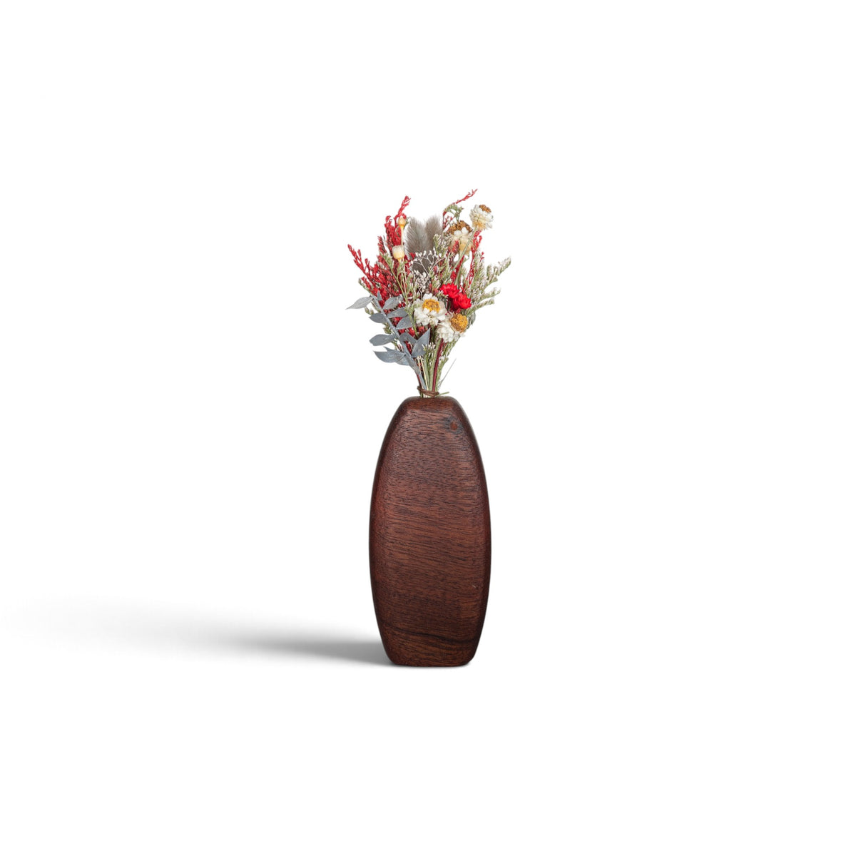 Handmade Wooden Vase and Dry Flowers