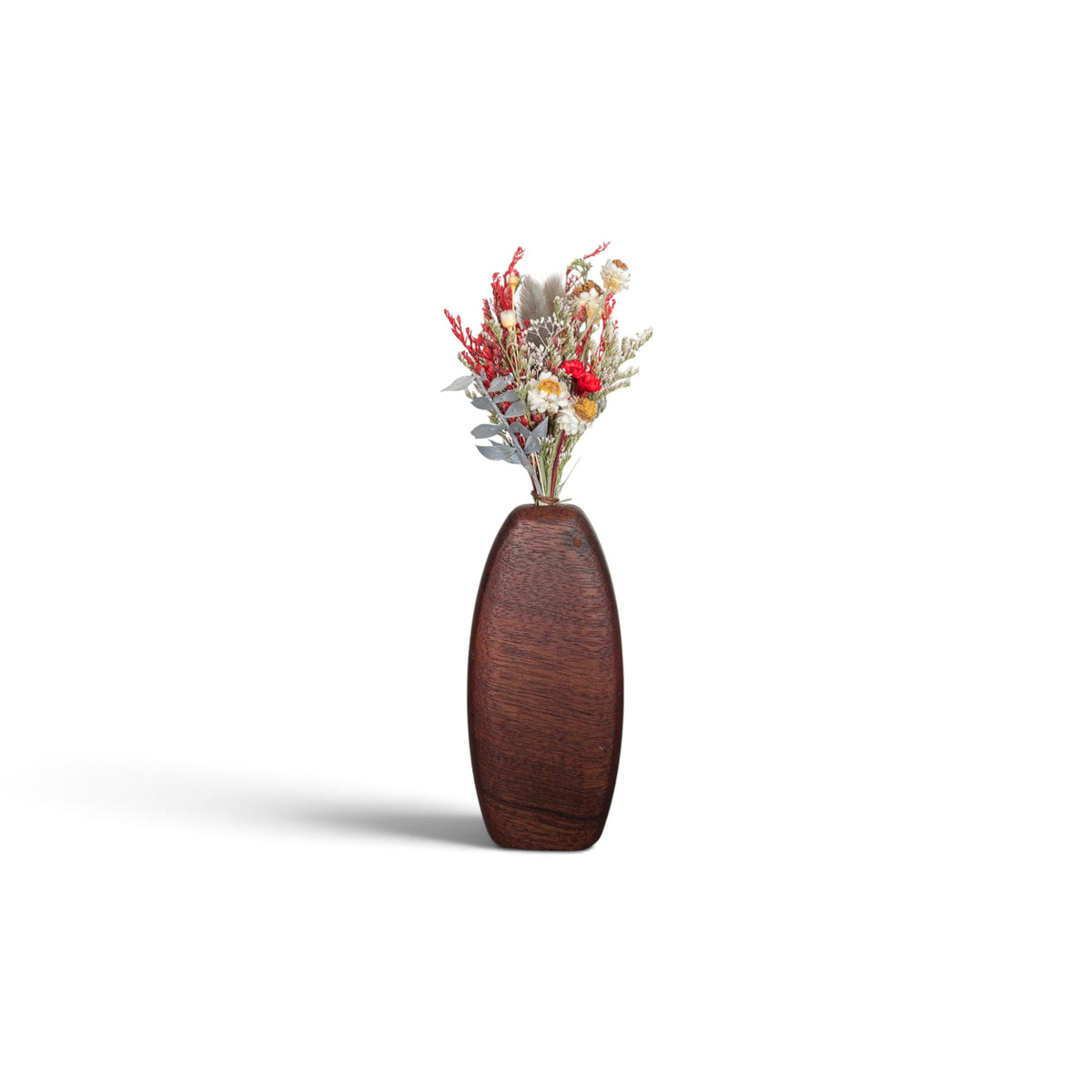 Handmade Wooden Vase and Dry Flowers