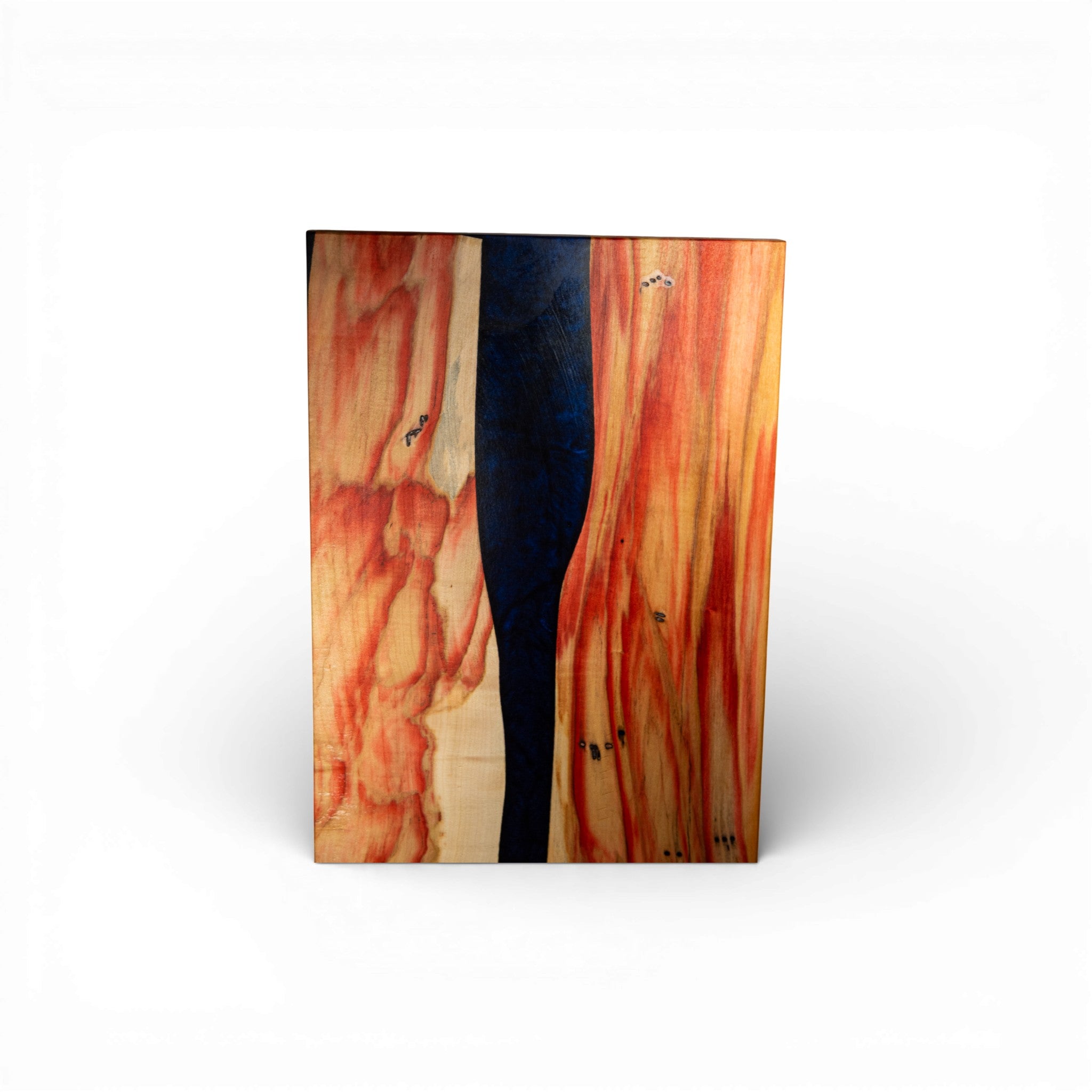 Handcrafted Box Elder wood serving platter with blue inlay