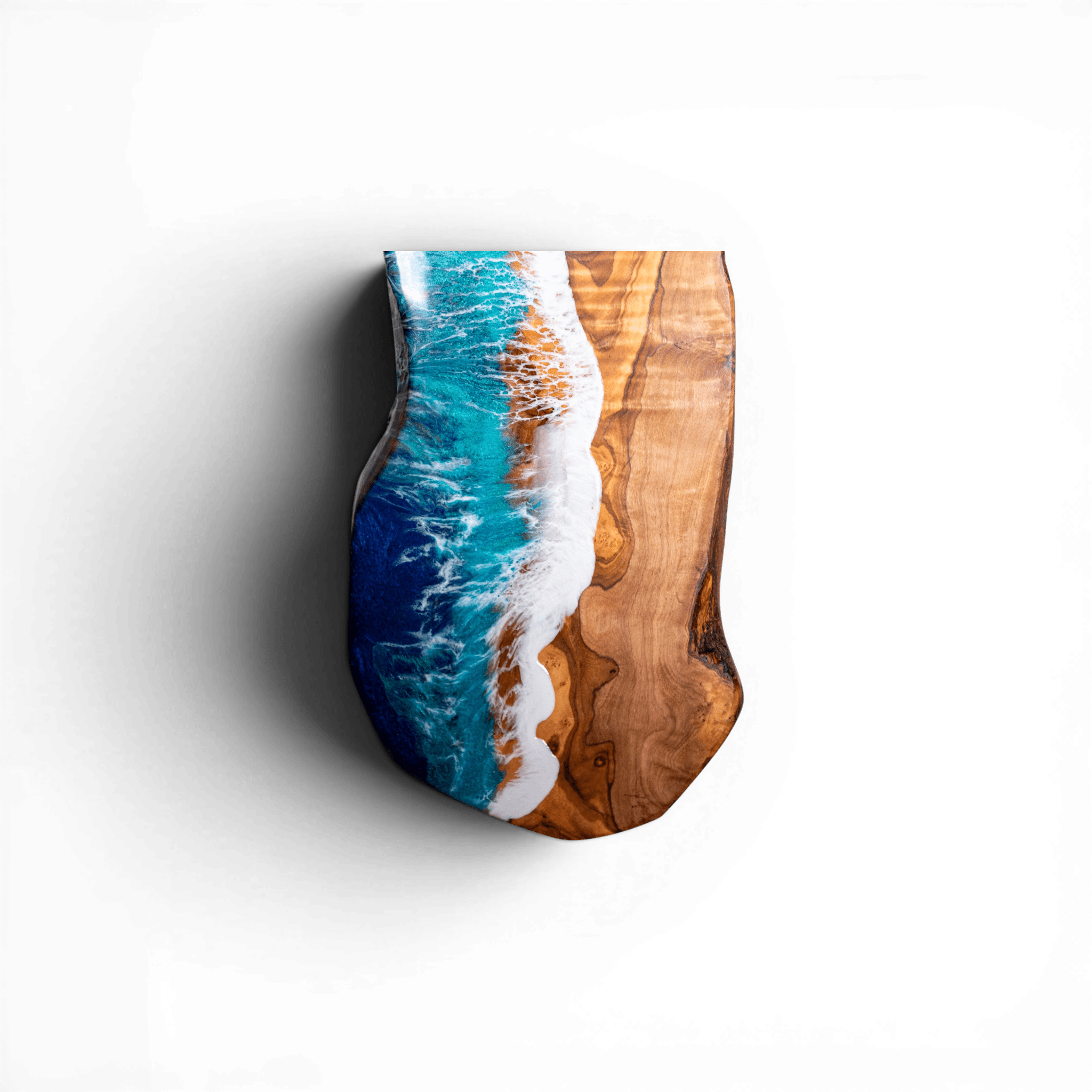 Handcrafted Ocean Wave Olive Wood Charcuterie Board - Serving Platter