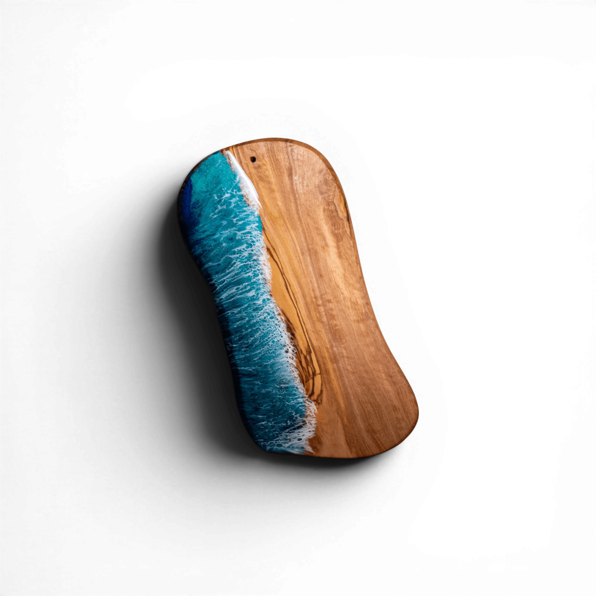 Handcrafted Ocean Wave Olive Wood Charcuterie Board - Serving Platter