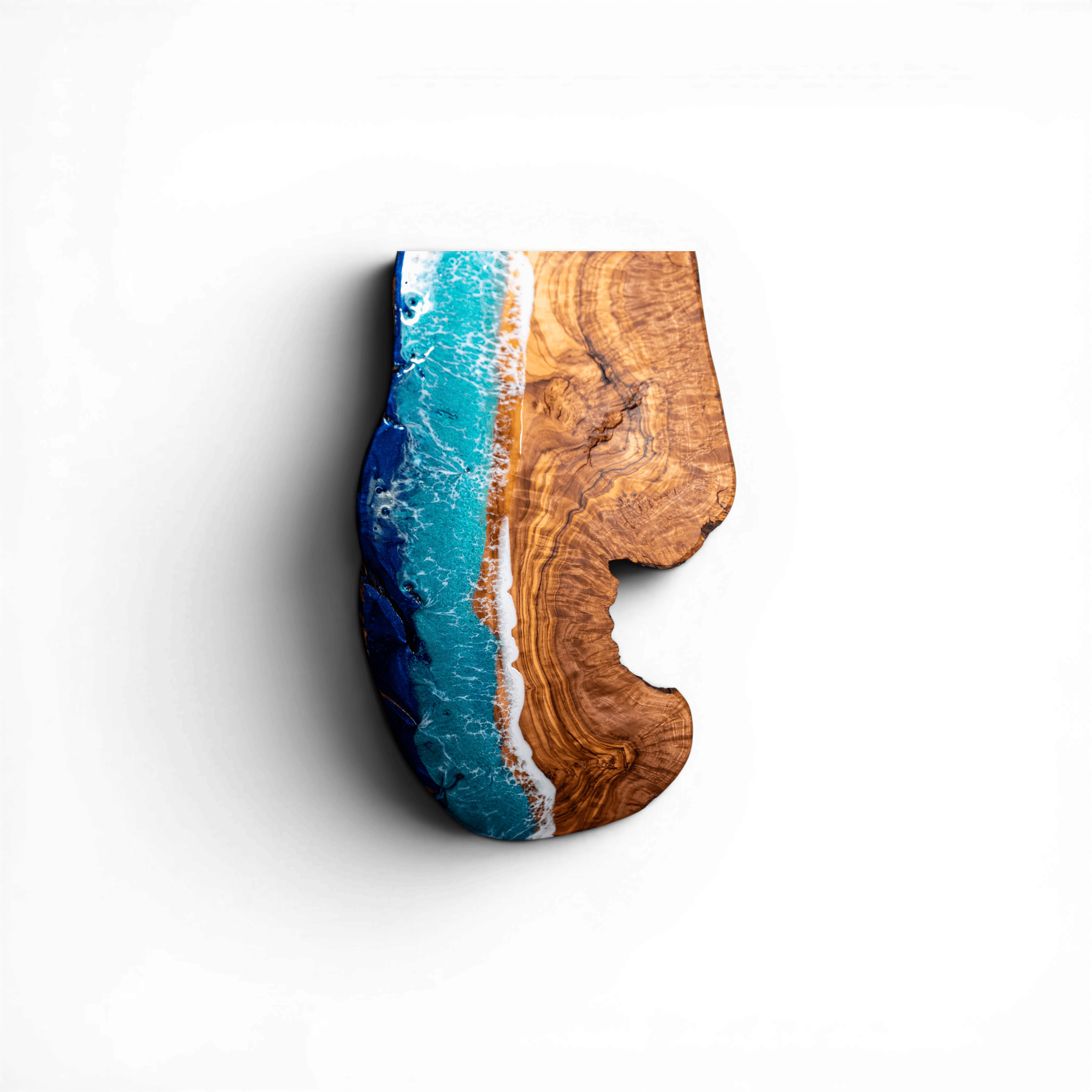 Handcrafted Ocean Wave Olive Wood Charcuterie Board - Serving Platter