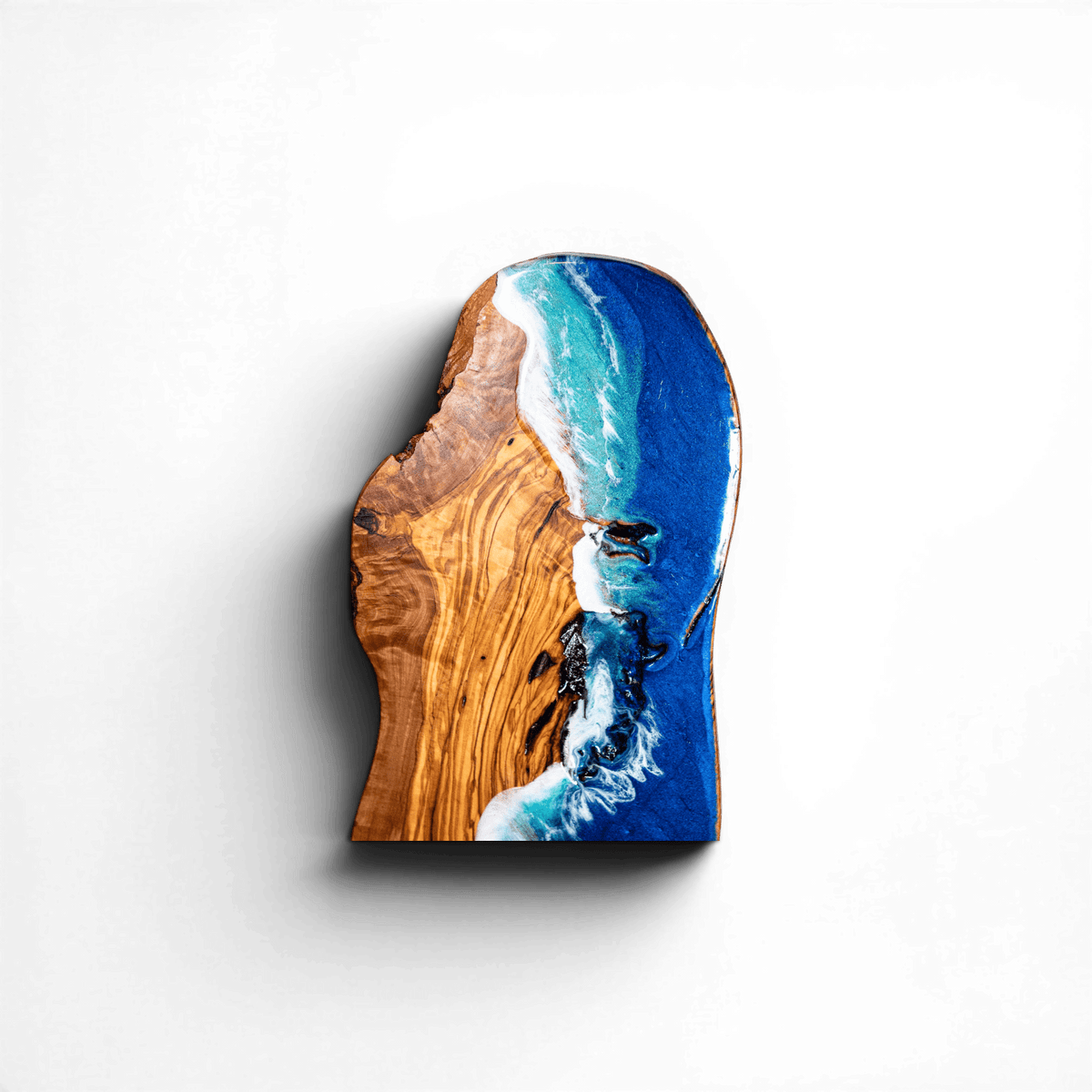 Handcrafted Ocean Wave Olive Wood Charcuterie Board - Serving Platter