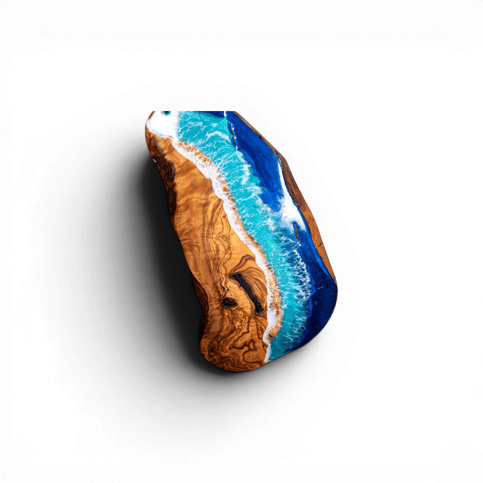 Handcrafted Ocean Wave Olive Wood Charcuterie Board - Serving Platter
