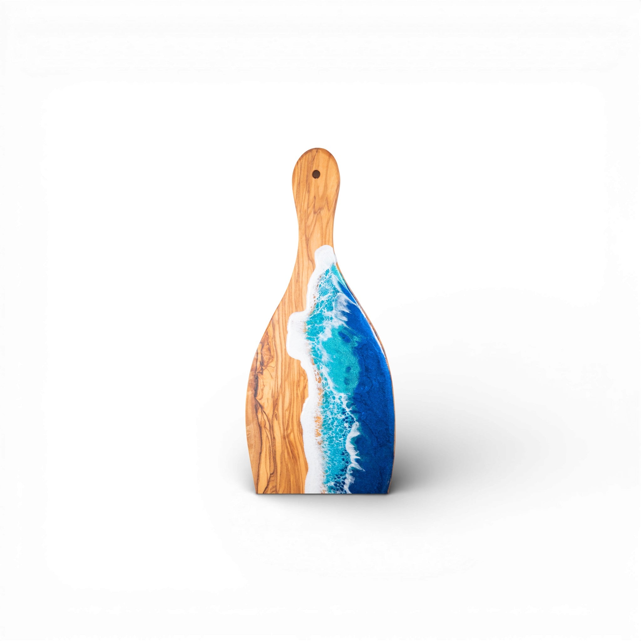 Handcrafted Ocean Wave Olive Wood Charcuterie Board - Serving Platter