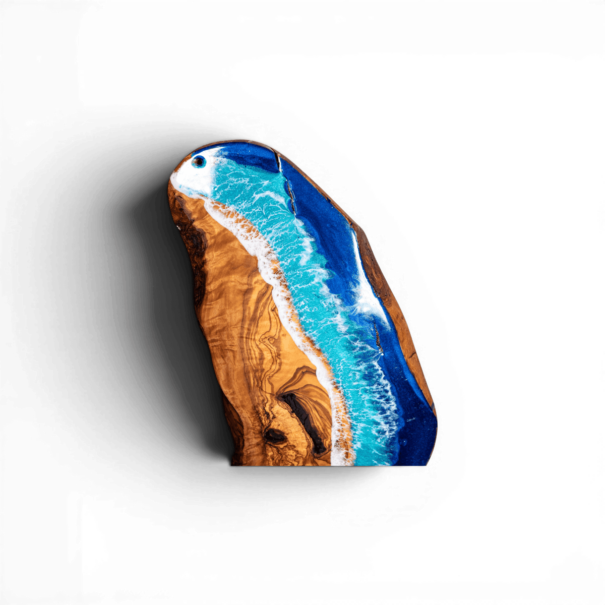 Handcrafted Ocean Wave Olive Wood Charcuterie Board - Serving Platter