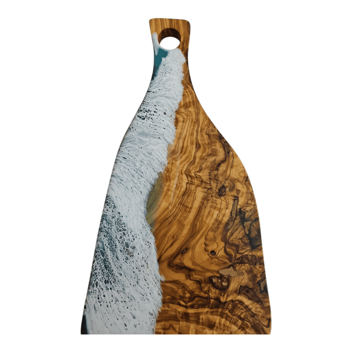 Handcrafted Ocean Wave Olive Wood Charcuterie Board - Serving Platter